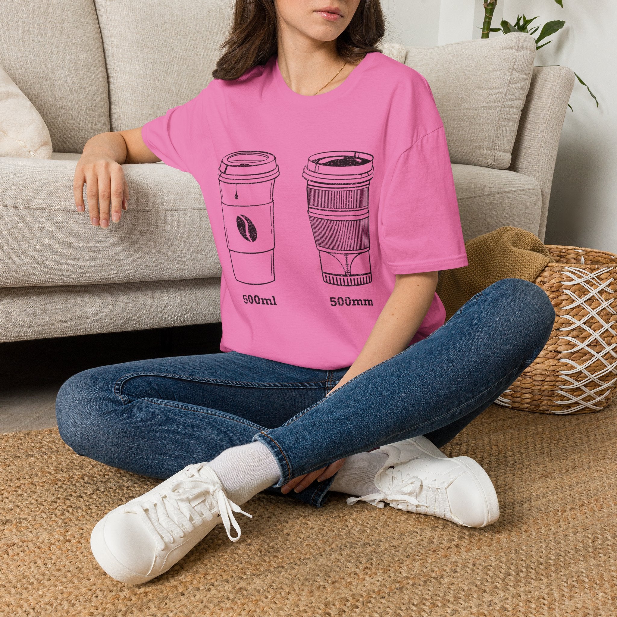 500ml and 500mm Funny Coffee and Camera T-Shirt — Photography Lover Tee
