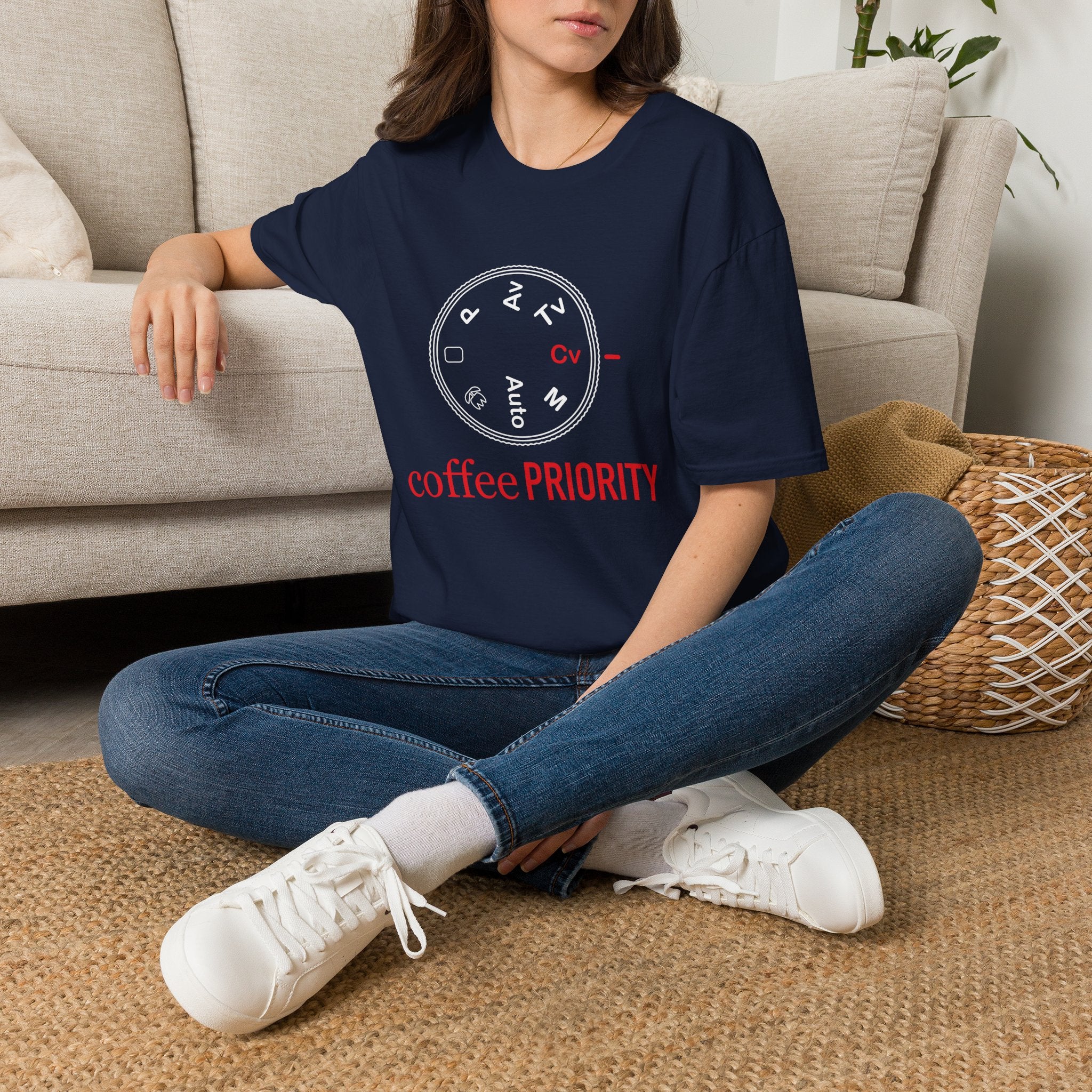 ‘Coffee Priority’ Funny Camera T-Shirt — Photography Lover Tee