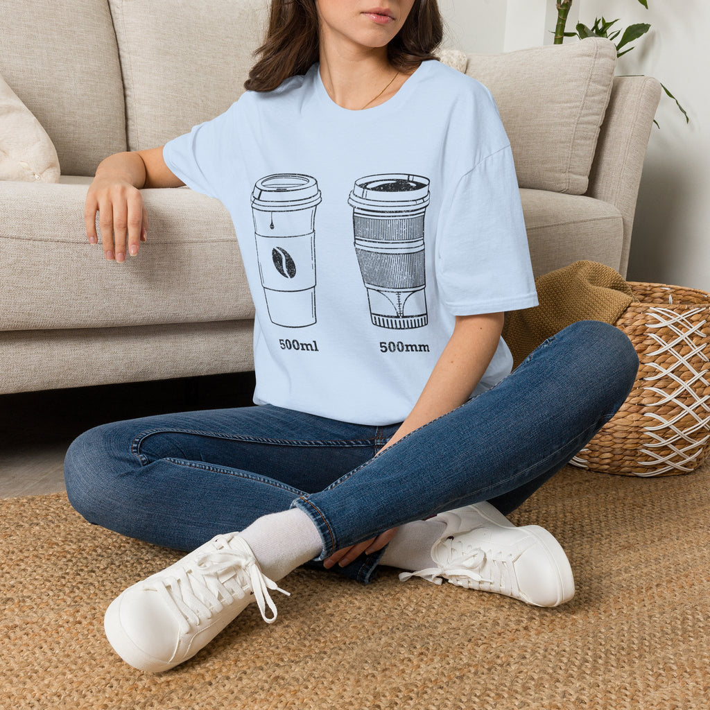 500ml and 500mm Funny Coffee and Camera T-Shirt — Photography Lover Tee