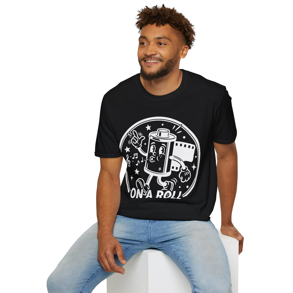 ‘On a Roll’ Funny Camera 35mm FilmT-Shirt — Photography Lover Tee