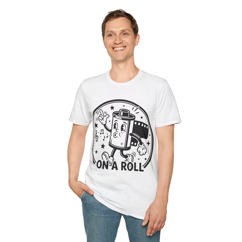 ‘On a Roll’ Funny Camera 35mm FilmT-Shirt — Photography Lover Tee