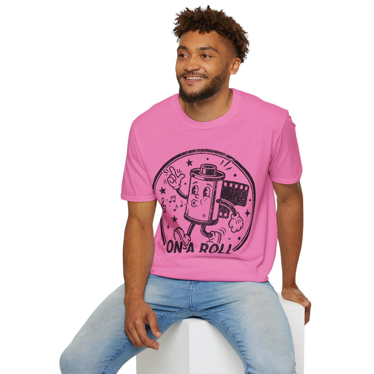 ‘On a Roll’ DISTRESSED VERSION Funny Camera 35mm FilmT-Shirt — Photography Lover Tee