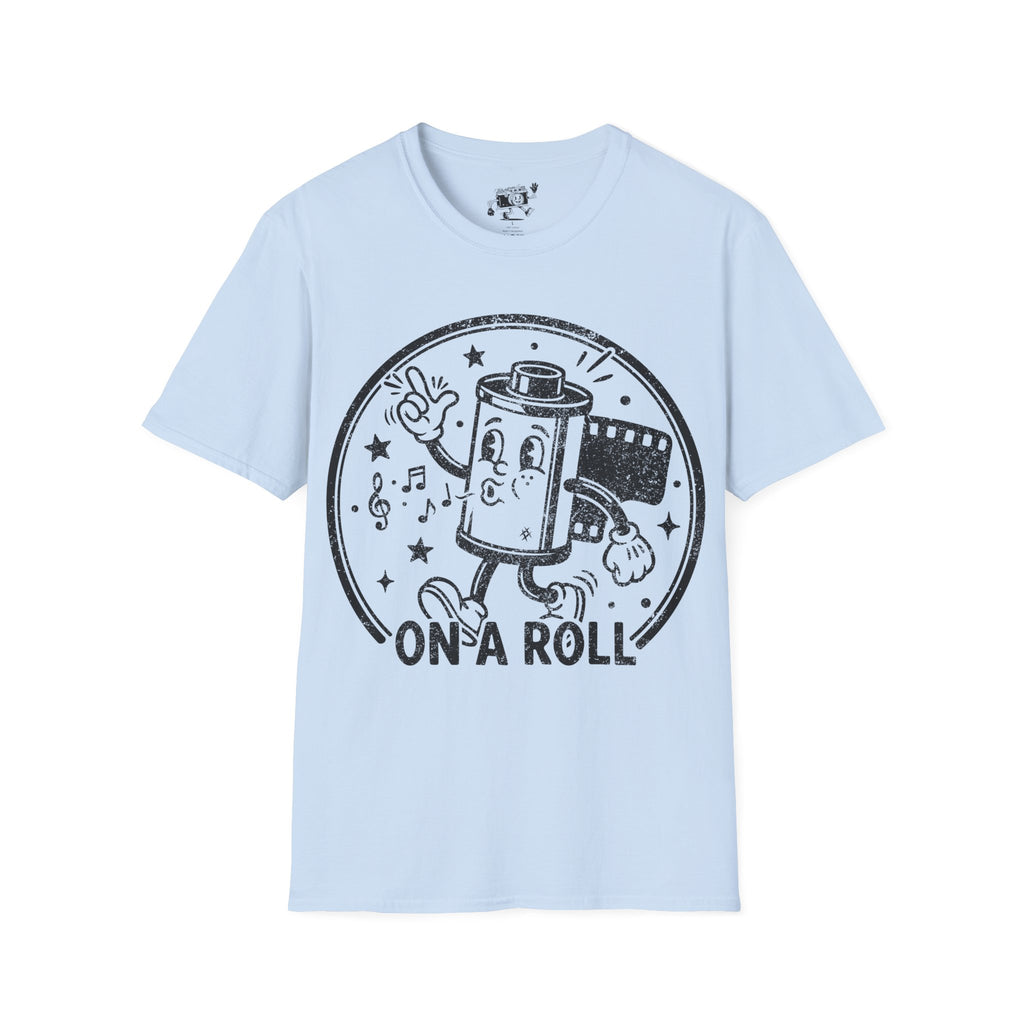 ‘On a Roll’ DISTRESSED VERSION Funny Camera 35mm FilmT-Shirt — Photography Lover Tee