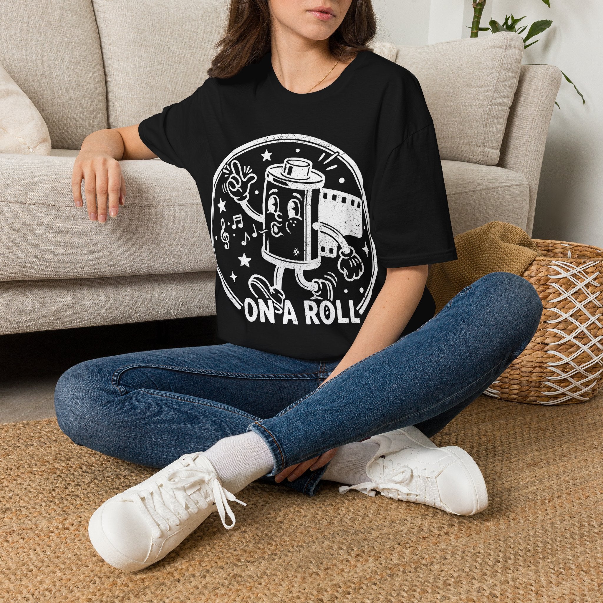 ‘On a Roll’ DISTRESSED VERSION Funny Camera 35mm FilmT-Shirt — Photography Lover Tee