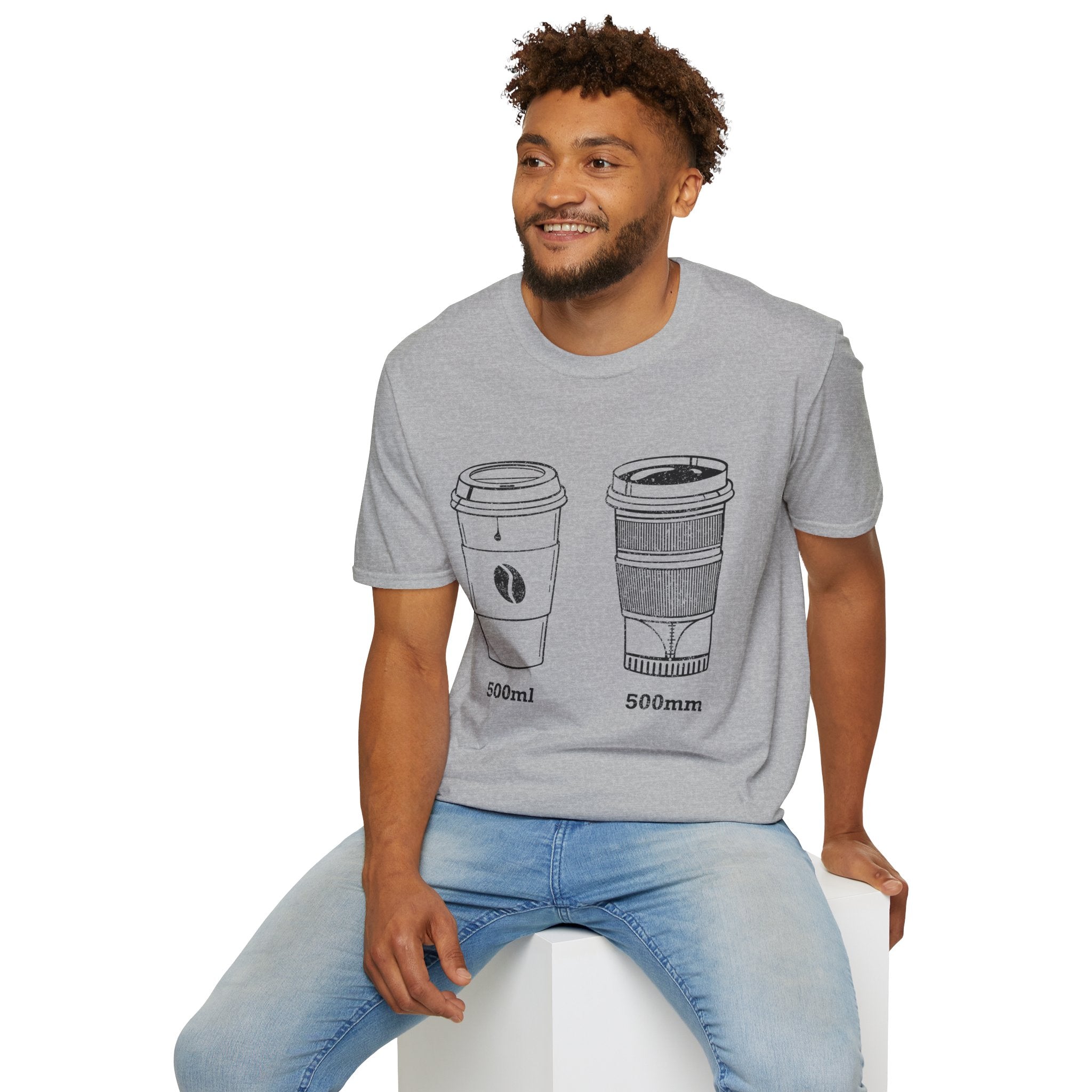 500ml and 500mm Funny Coffee and Camera T-Shirt — Photography Lover Tee