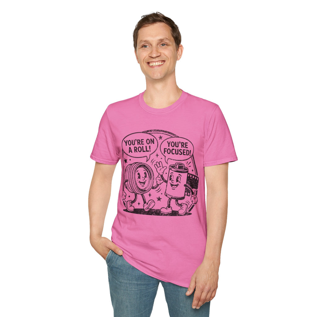 ‘You’re on a Roll, You’re Focused’ DISTRESSED VERSION Funny Camera Buddies T-Shirt — Photography Lover Tee