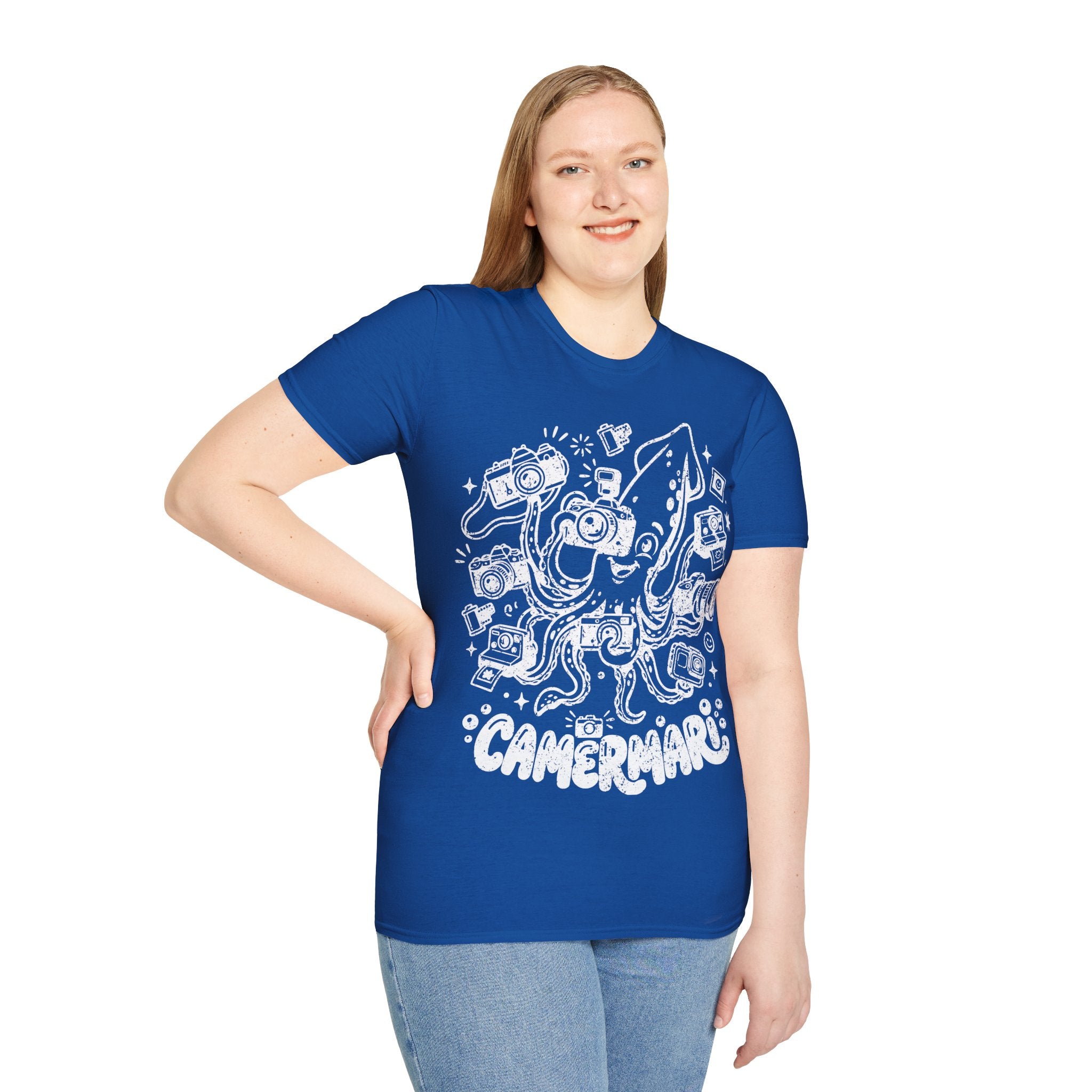 ‘Camerami’ DISTRESSED VERSION Fun Squid Calamari/Cameras T-Shirt — Photography Lover Tee