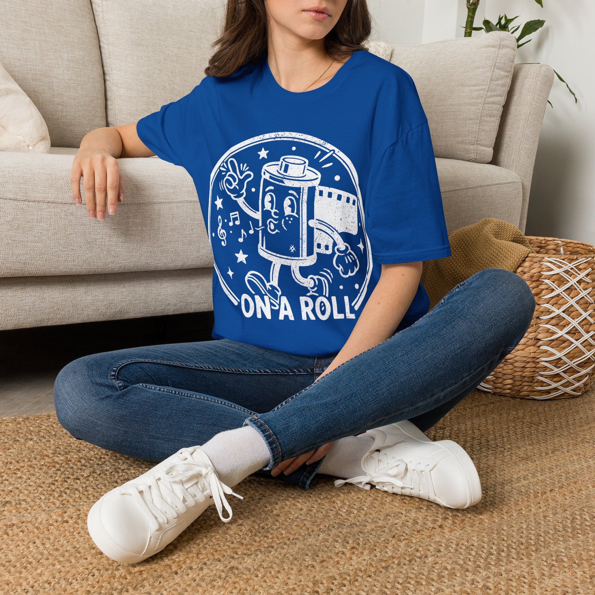 ‘On a Roll’ DISTRESSED VERSION Funny Camera 35mm FilmT-Shirt — Photography Lover Tee