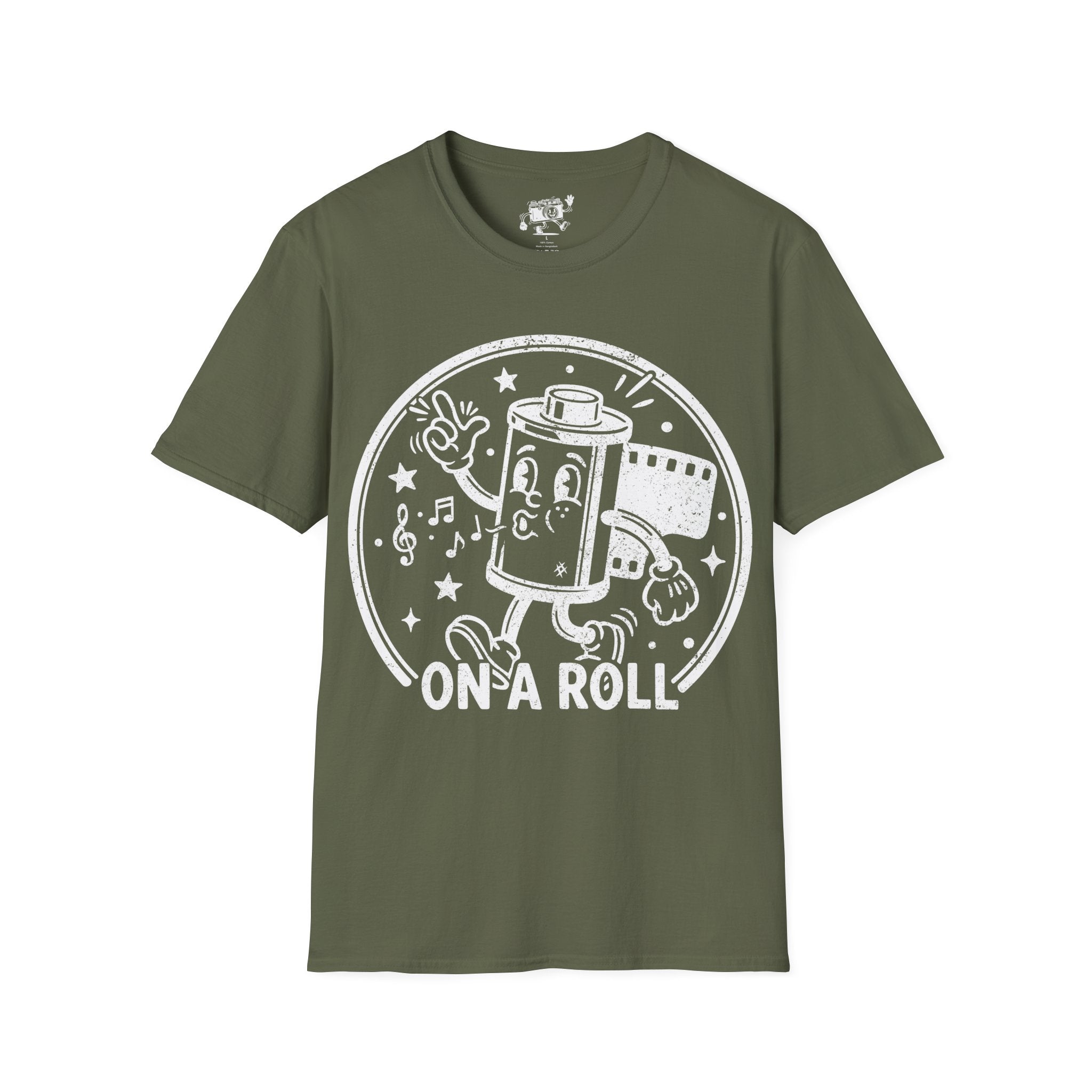 ‘On a Roll’ DISTRESSED VERSION Funny Camera 35mm FilmT-Shirt — Photography Lover Tee