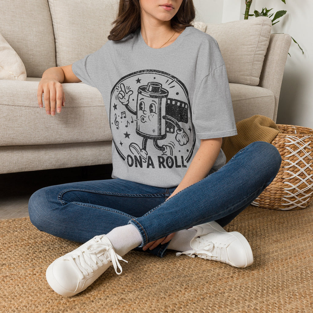 ‘On a Roll’ DISTRESSED VERSION Funny Camera 35mm FilmT-Shirt — Photography Lover Tee