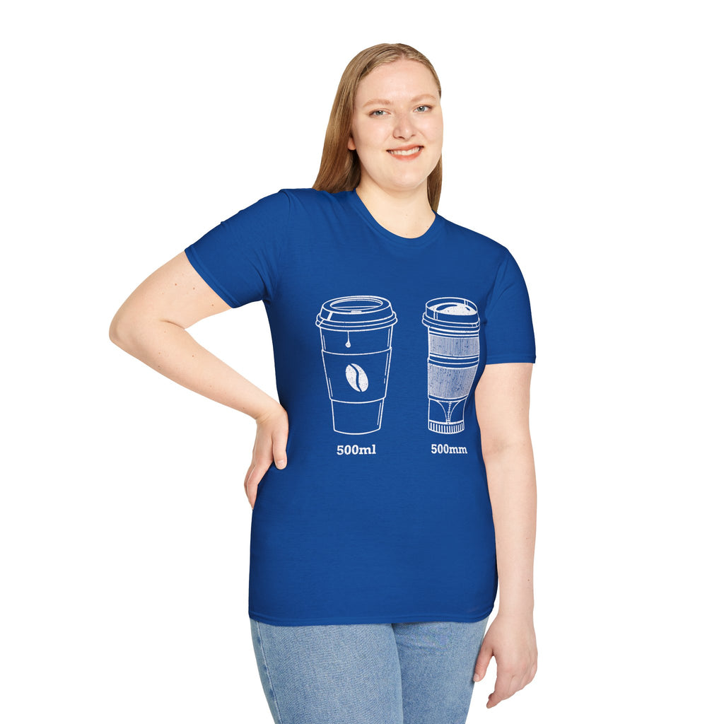 500ml and 500mm Funny Coffee and Camera T-Shirt — Photography Lover Tee