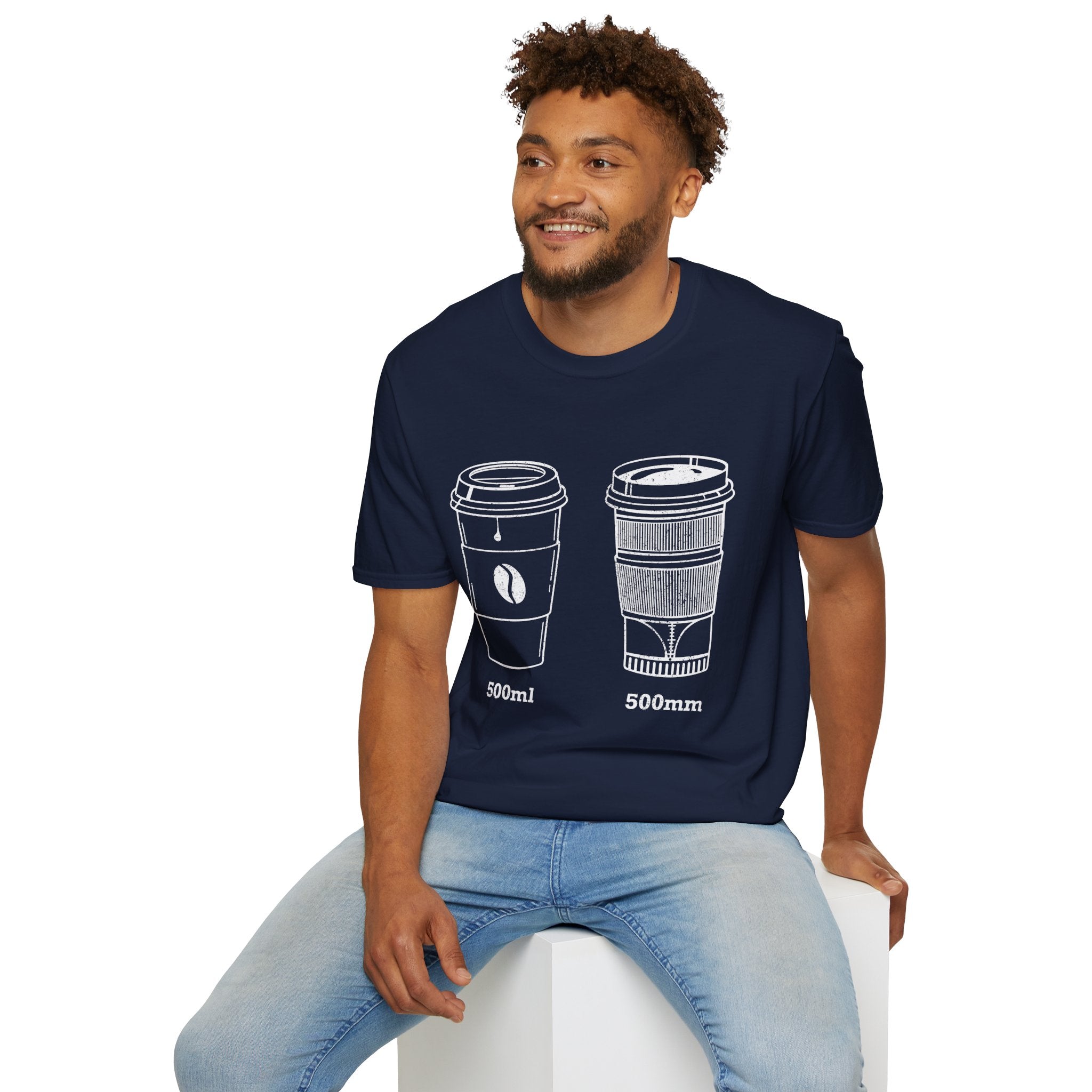 500ml and 500mm Funny Coffee and Camera T-Shirt — Photography Lover Tee