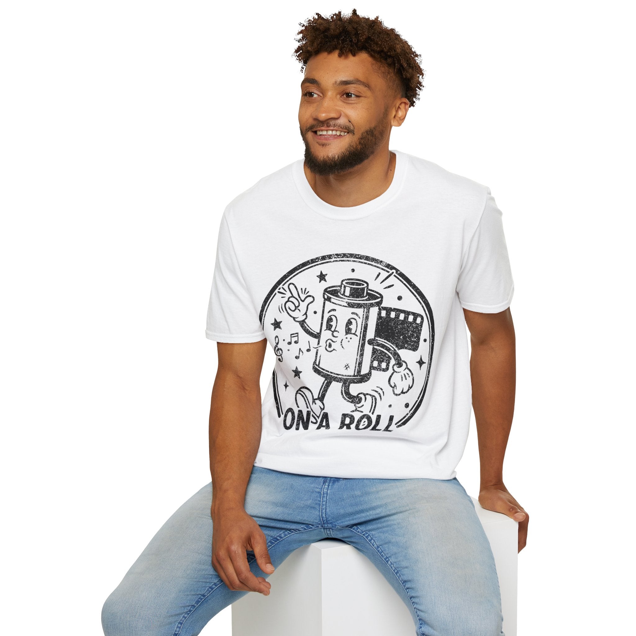 ‘On a Roll’ DISTRESSED VERSION Funny Camera 35mm FilmT-Shirt — Photography Lover Tee