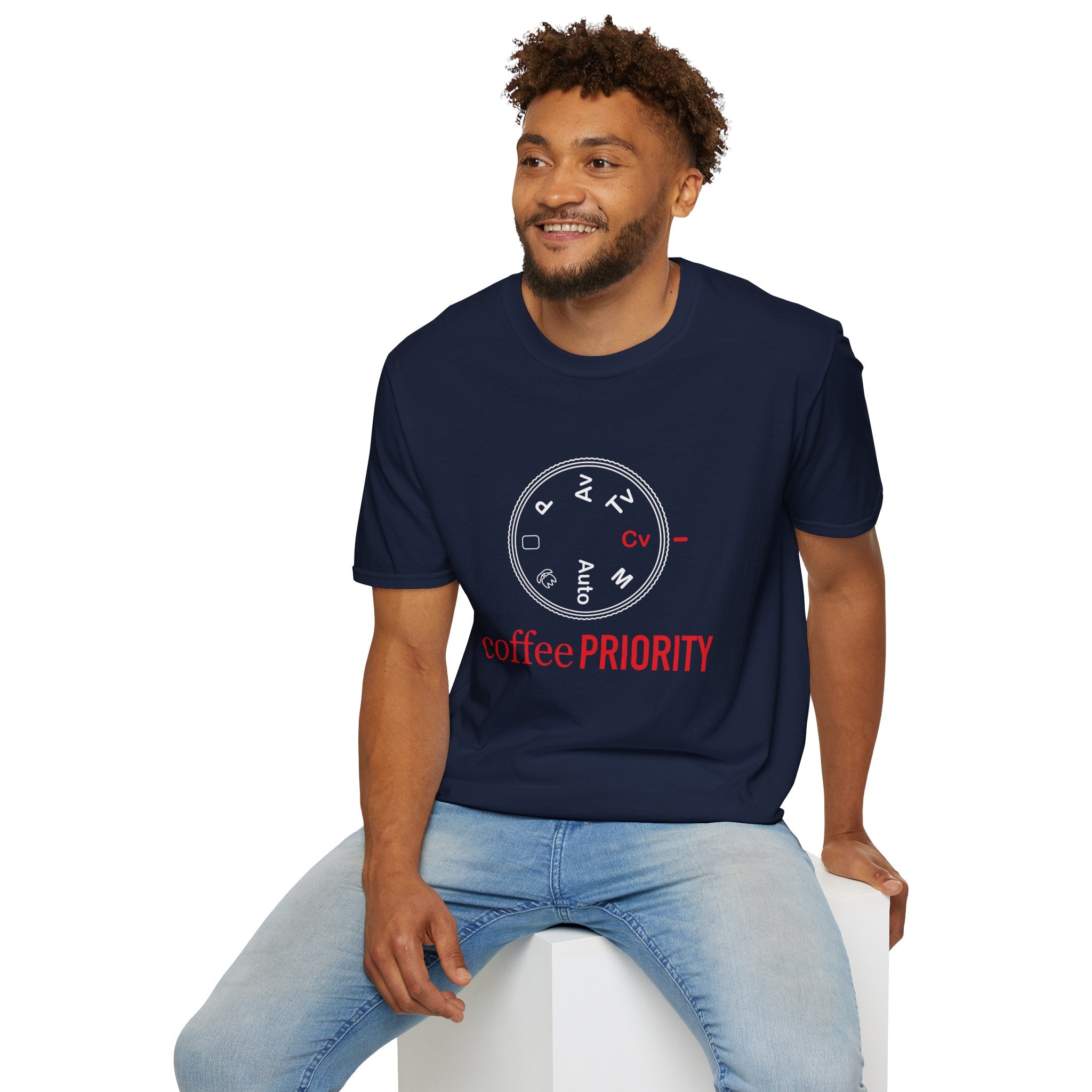 ‘Coffee Priority’ Funny Camera T-Shirt — Photography Lover Tee