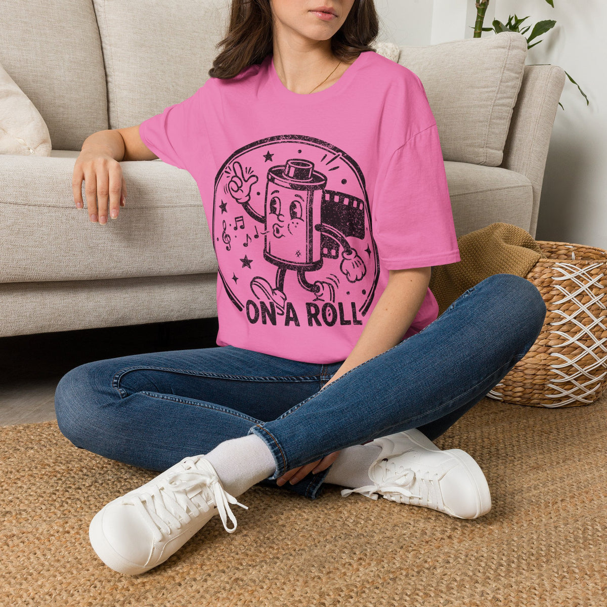 ‘On a Roll’ DISTRESSED VERSION Funny Camera 35mm FilmT-Shirt — Photography Lover Tee