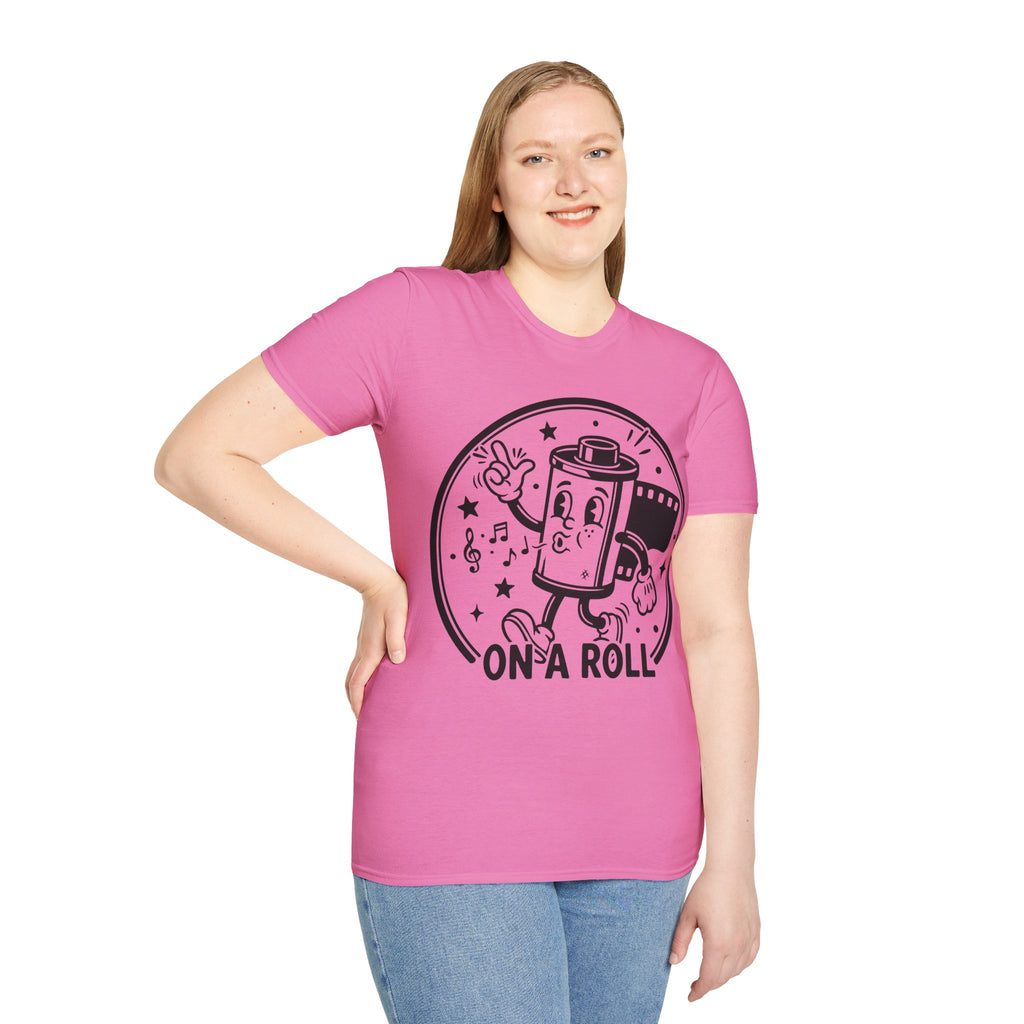 ‘On a Roll’ Funny Camera 35mm FilmT-Shirt — Photography Lover Tee