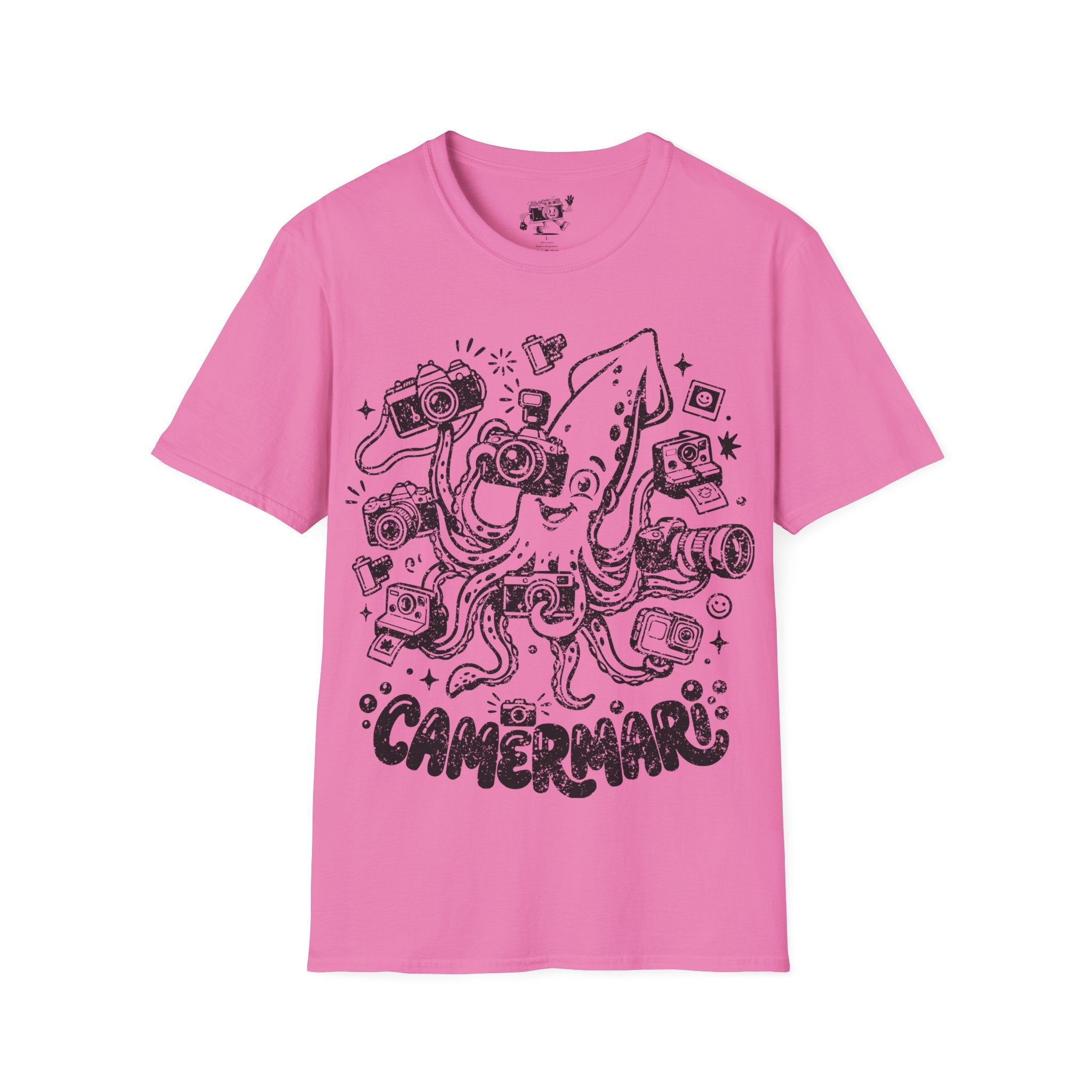 ‘Camerami’ DISTRESSED VERSION Fun Squid Calamari/Cameras T-Shirt — Photography Lover Tee
