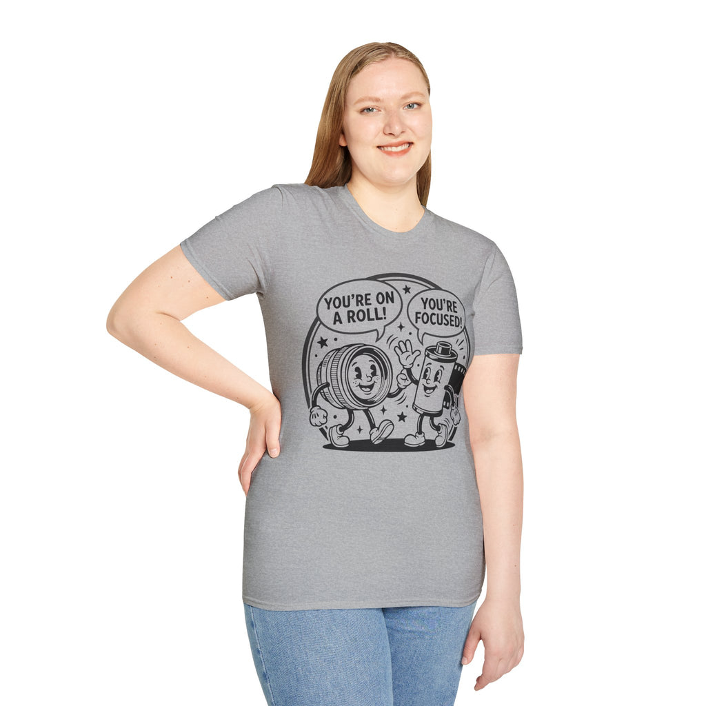 ‘You’re on a Roll, You’re Focused’ Funny Camera Buddies T-Shirt — Photography Lover Tee