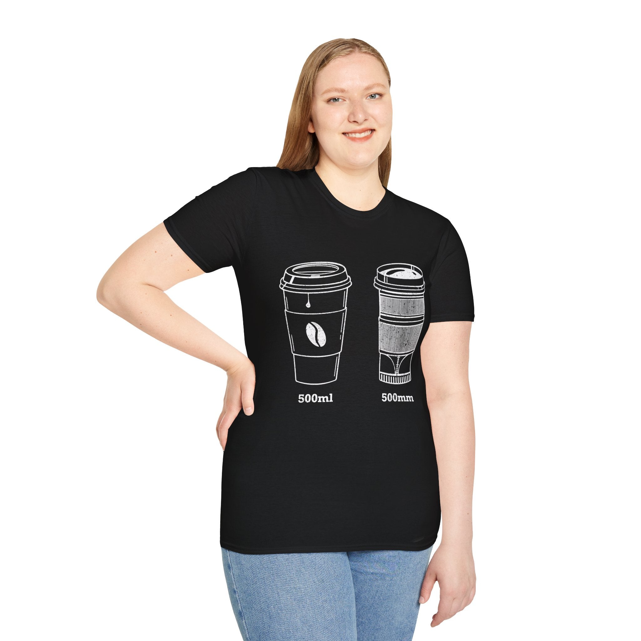 500ml and 500mm Funny Coffee and Camera T-Shirt — Photography Lover Tee