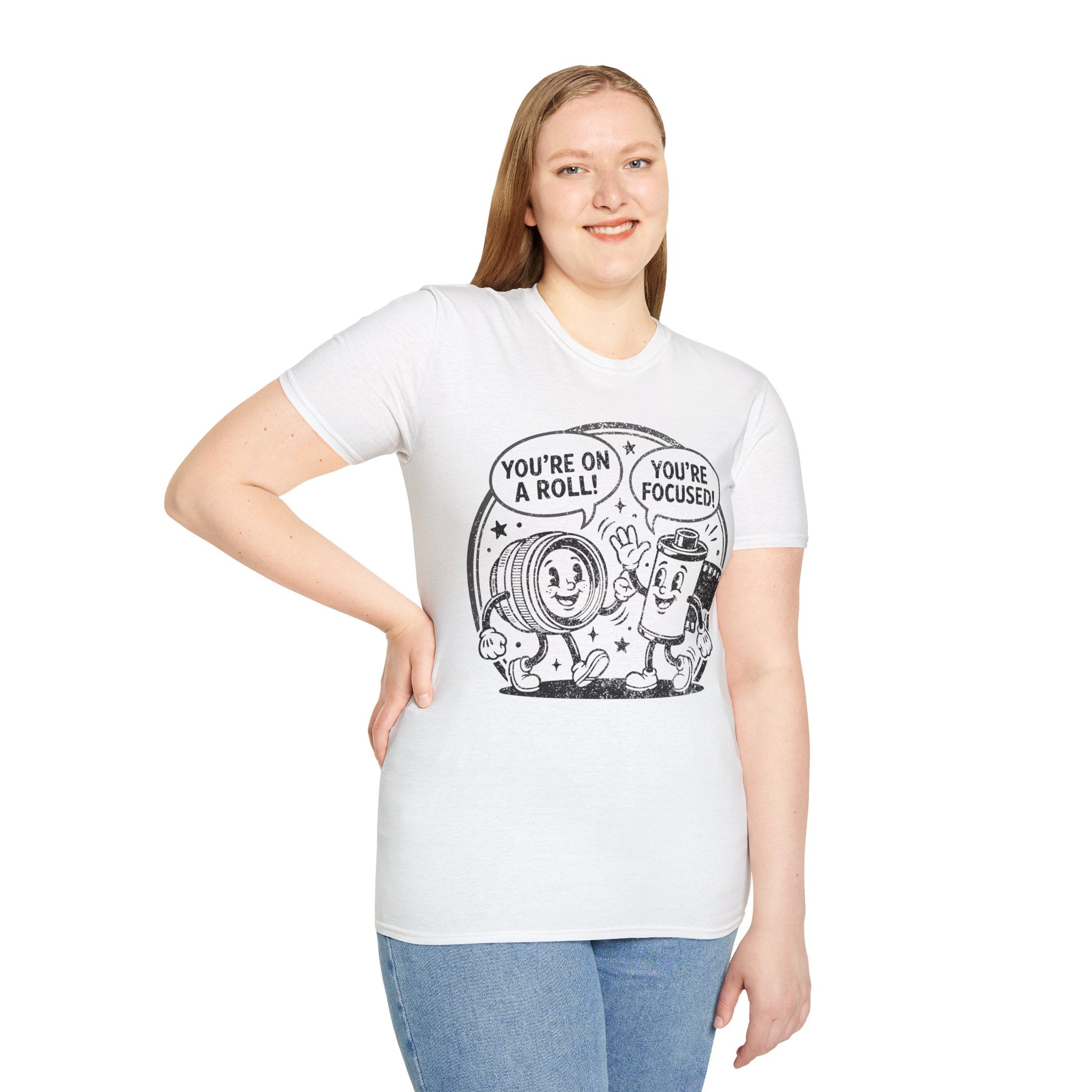 ‘You’re on a Roll, You’re Focused’ DISTRESSED VERSION Funny Camera Buddies T-Shirt — Photography Lover Tee