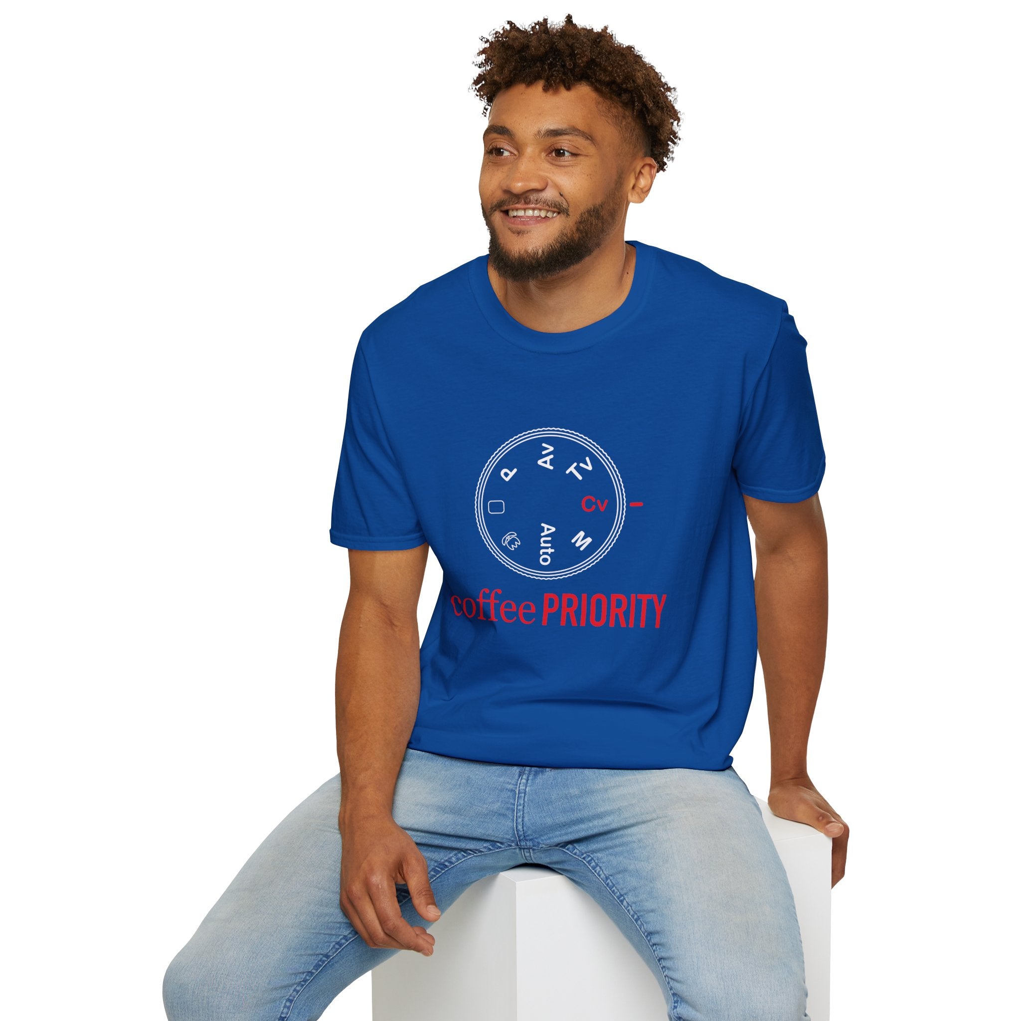 ‘Coffee Priority’ Funny Camera T-Shirt — Photography Lover Tee