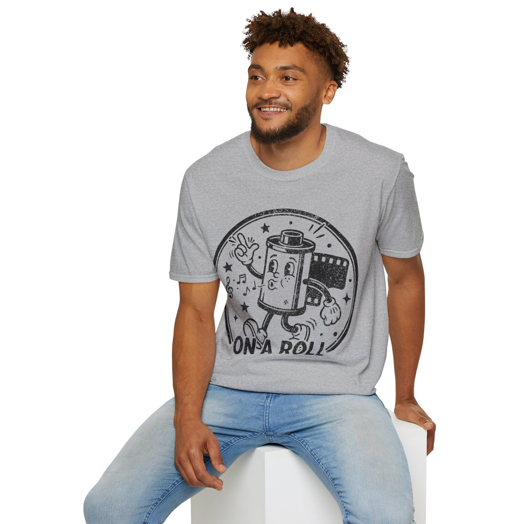 ‘On a Roll’ DISTRESSED VERSION Funny Camera 35mm FilmT-Shirt — Photography Lover Tee