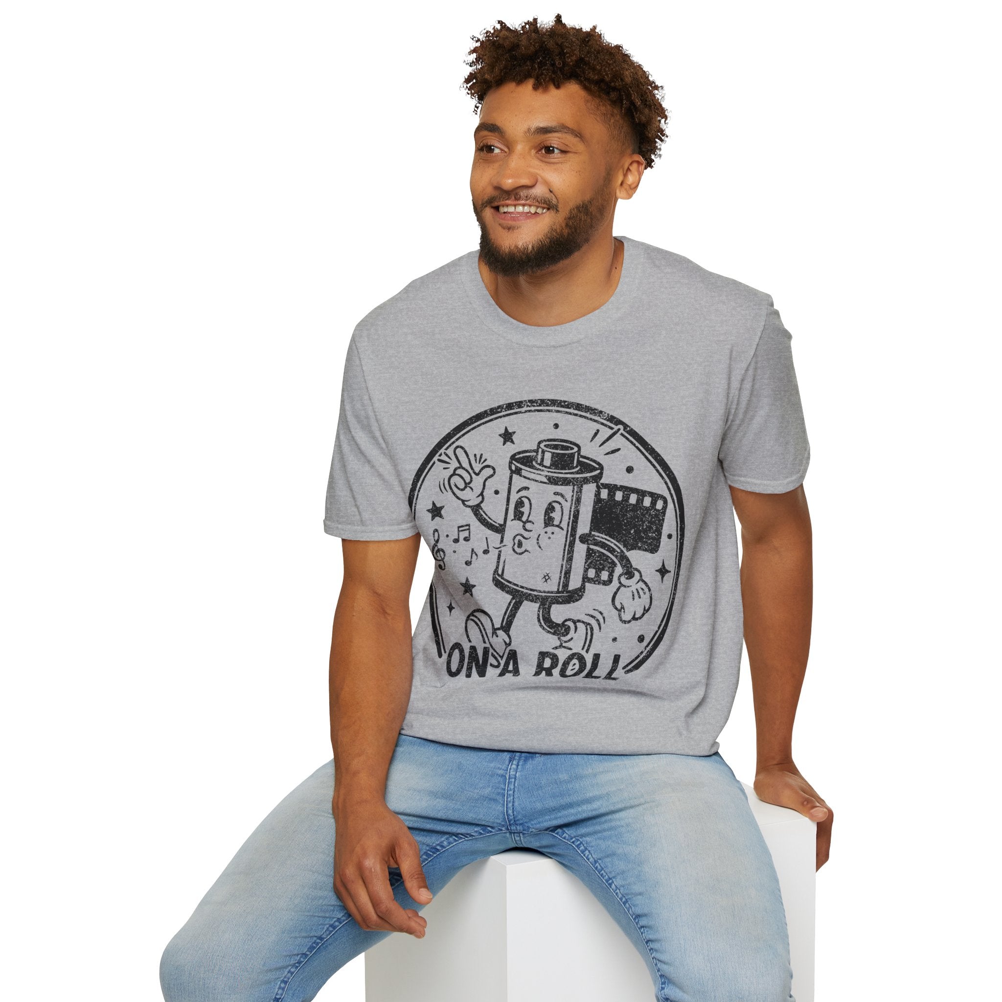 ‘On a Roll’ DISTRESSED VERSION Funny Camera 35mm FilmT-Shirt — Photography Lover Tee