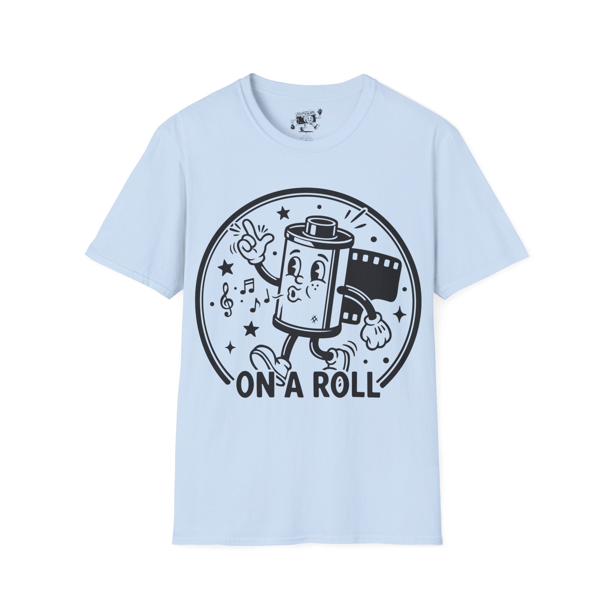 ‘On a Roll’ Funny Camera 35mm FilmT-Shirt — Photography Lover Tee