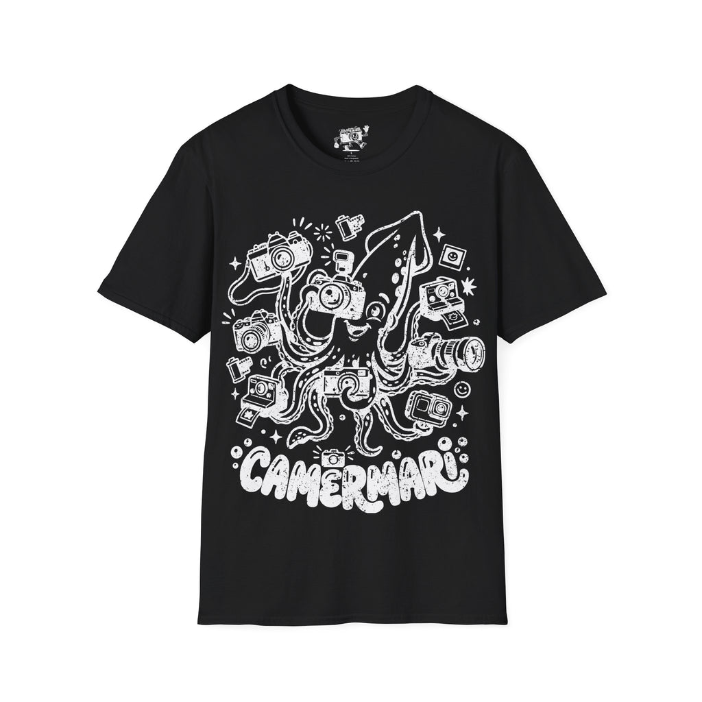 ‘Camerami’ DISTRESSED VERSION Fun Squid Calamari/Cameras T-Shirt — Photography Lover Tee