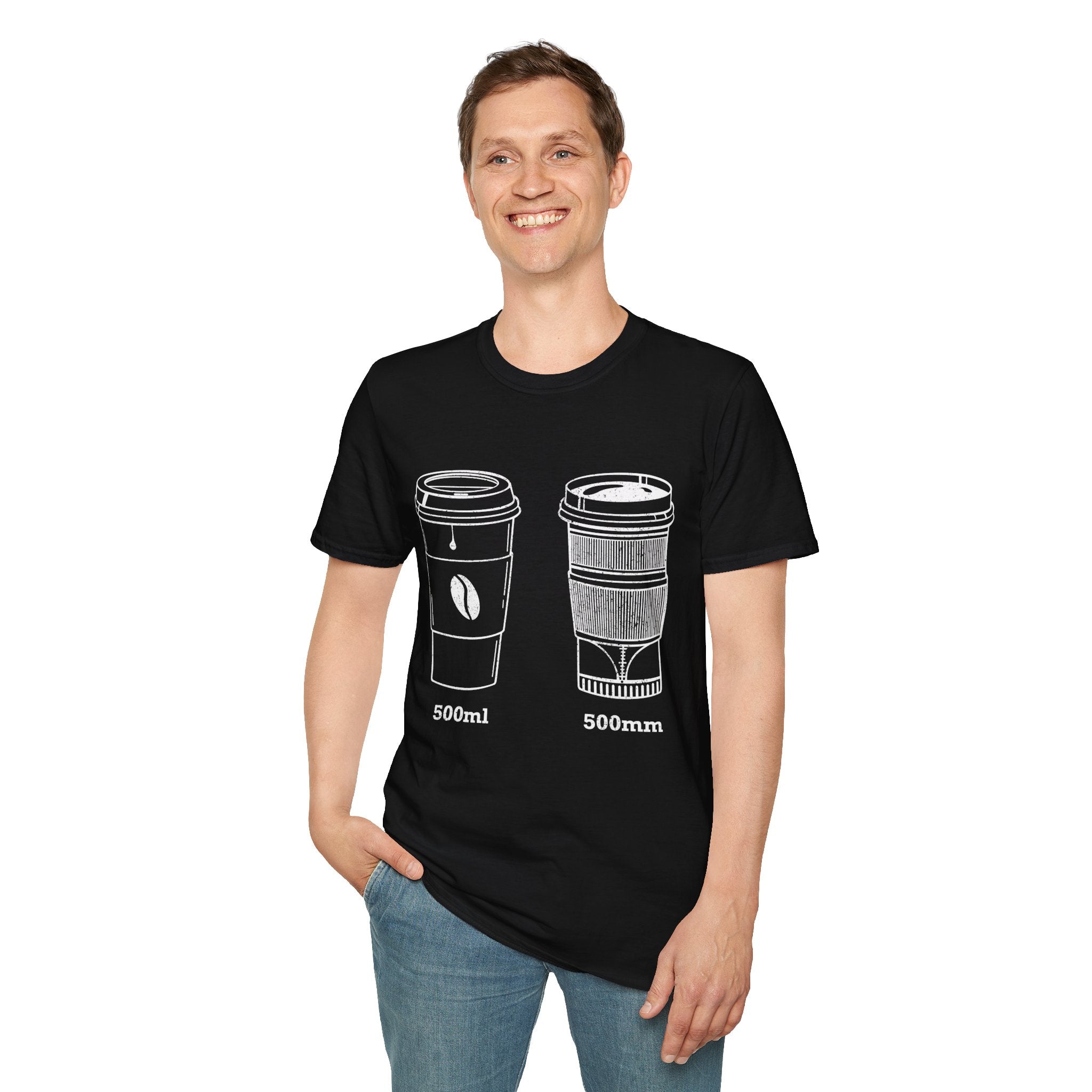 500ml and 500mm Funny Coffee and Camera T-Shirt — Photography Lover Tee