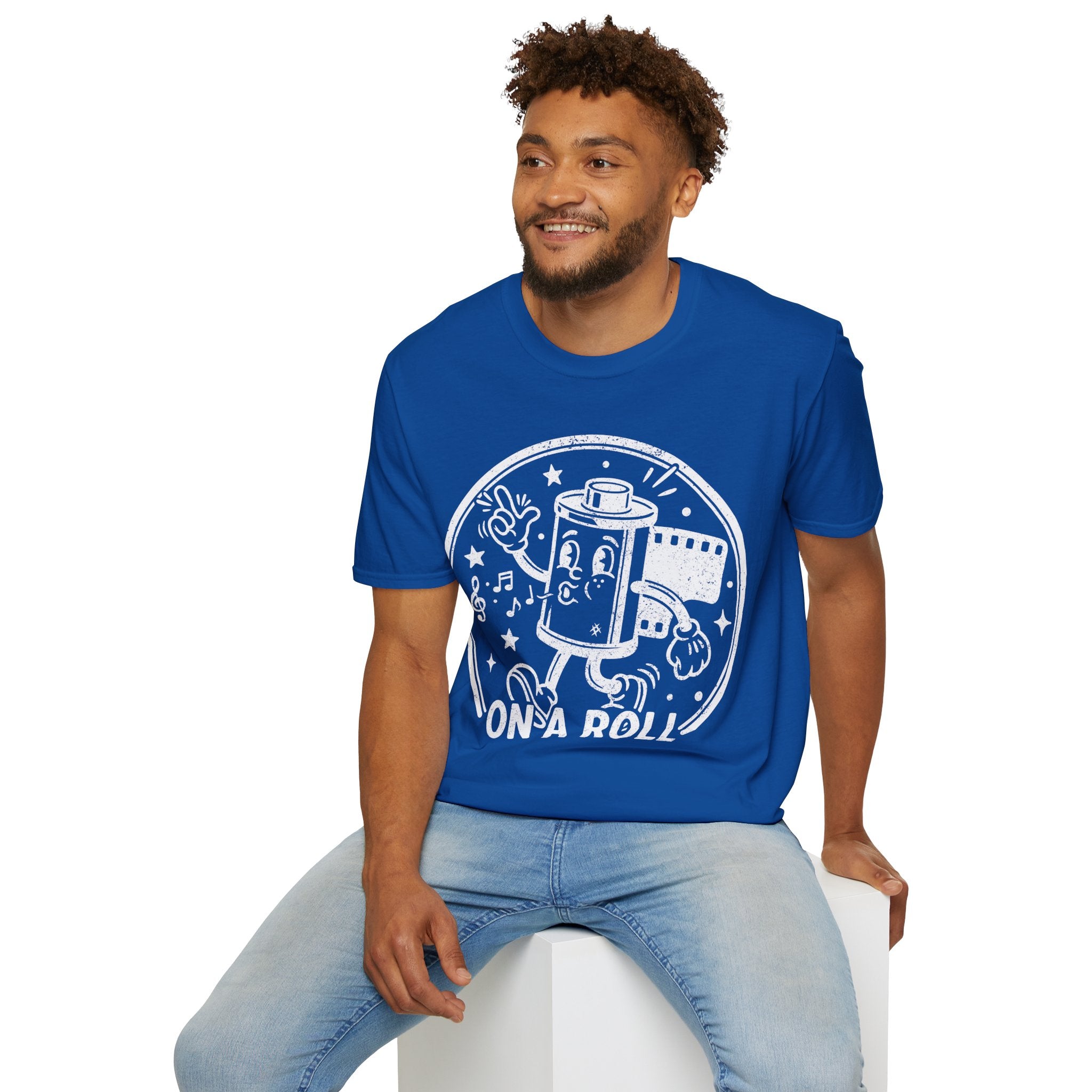 ‘On a Roll’ DISTRESSED VERSION Funny Camera 35mm FilmT-Shirt — Photography Lover Tee