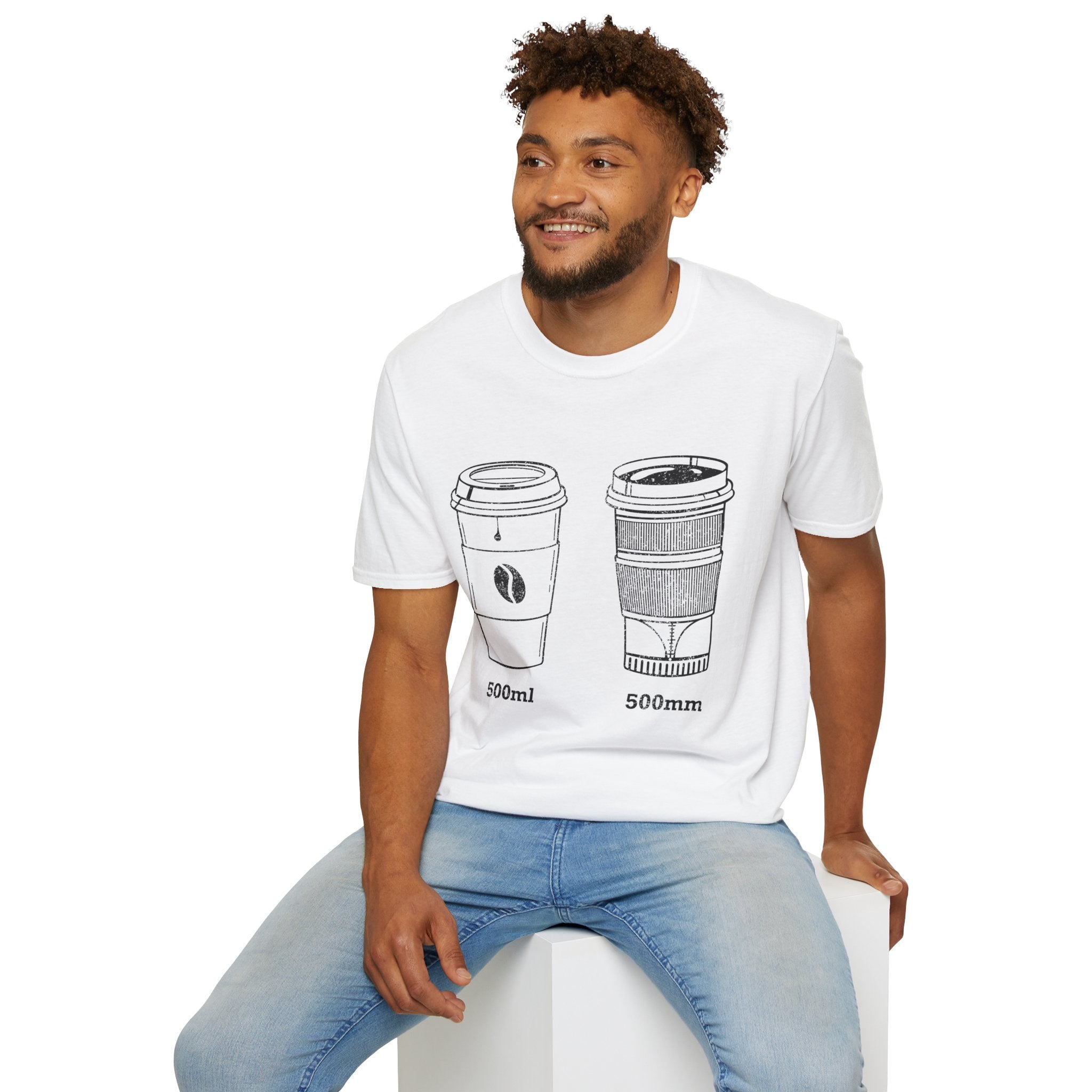 500ml and 500mm Funny Coffee and Camera T-Shirt — Photography Lover Tee