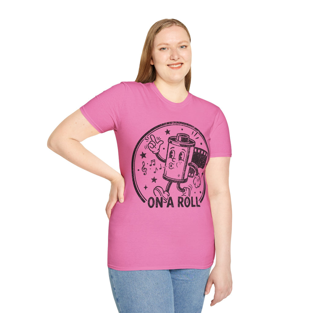 ‘On a Roll’ DISTRESSED VERSION Funny Camera 35mm FilmT-Shirt — Photography Lover Tee