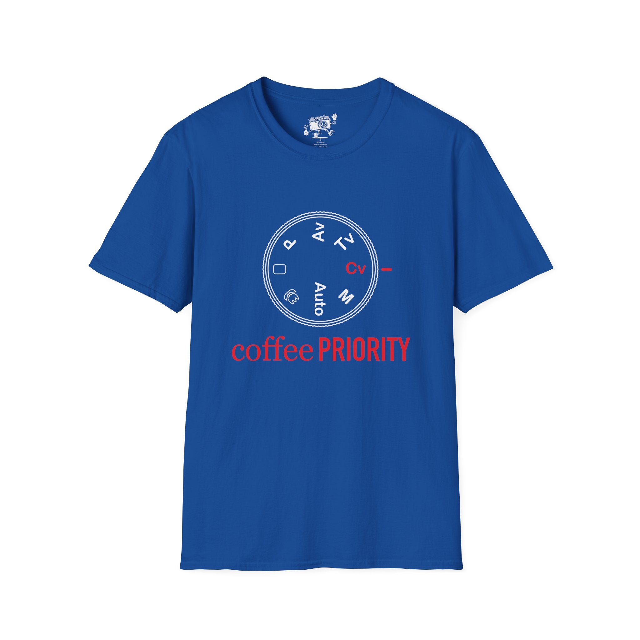 ‘Coffee Priority’ Funny Camera T-Shirt — Photography Lover Tee