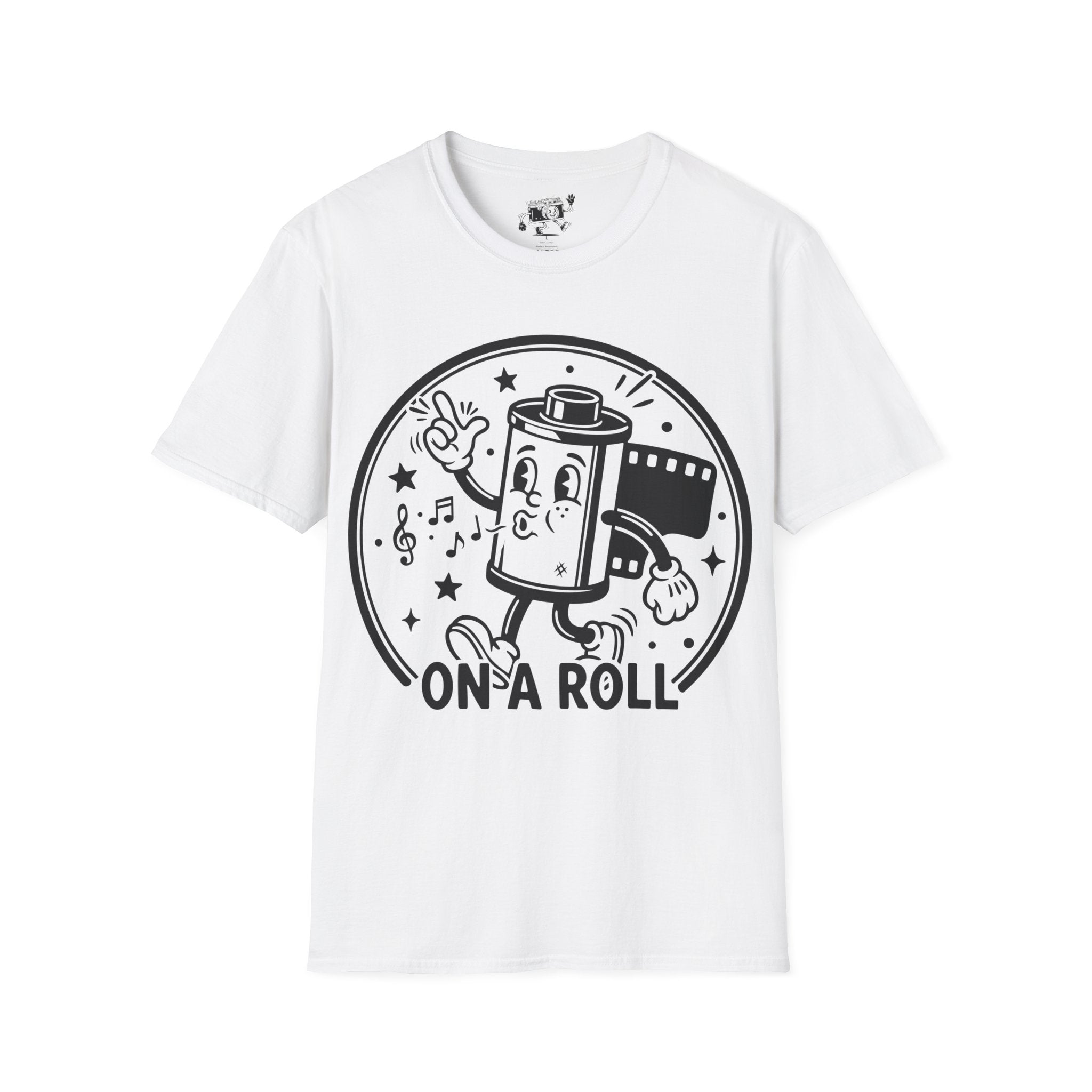 ‘On a Roll’ Funny Camera 35mm FilmT-Shirt — Photography Lover Tee