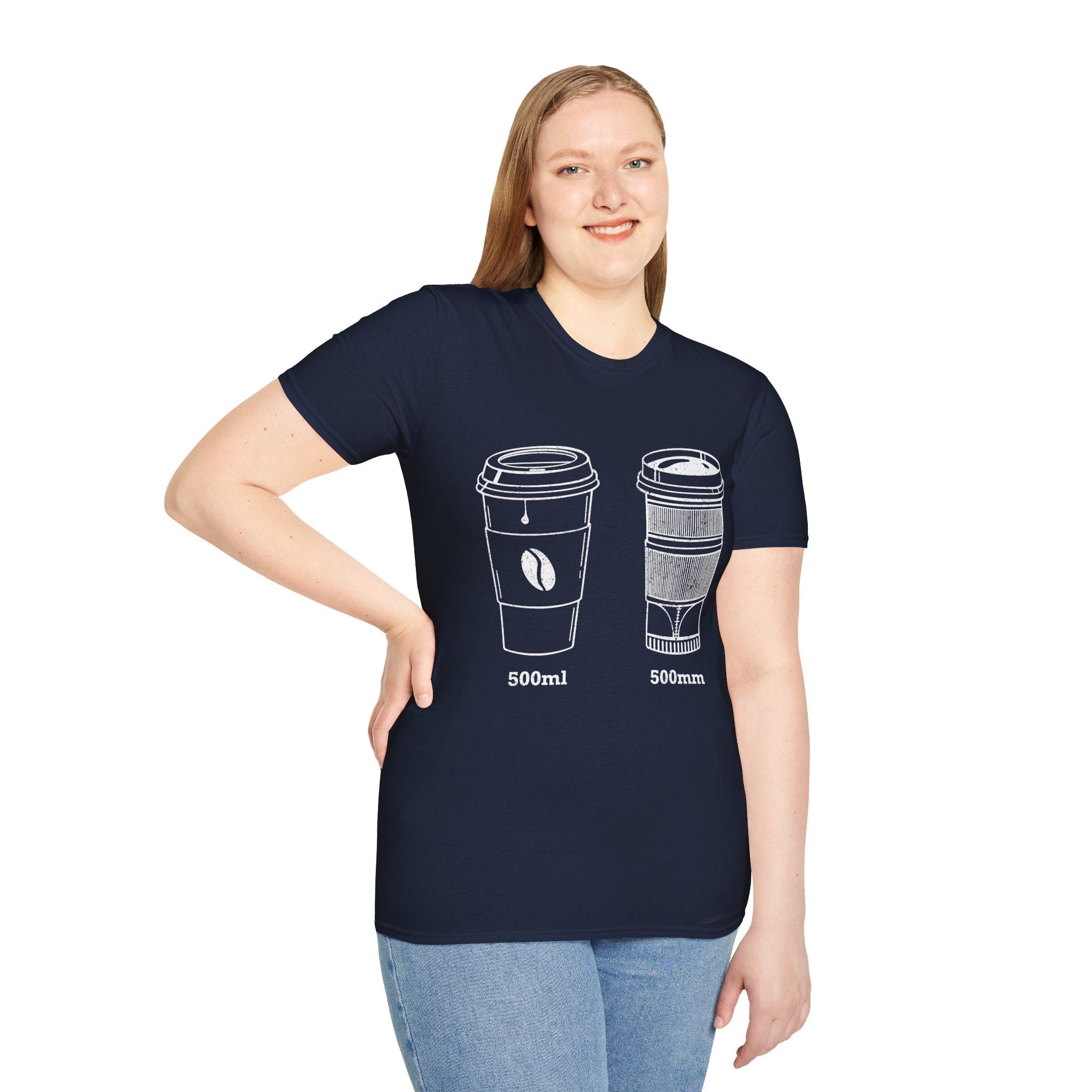 500ml and 500mm Funny Coffee and Camera T-Shirt — Photography Lover Tee