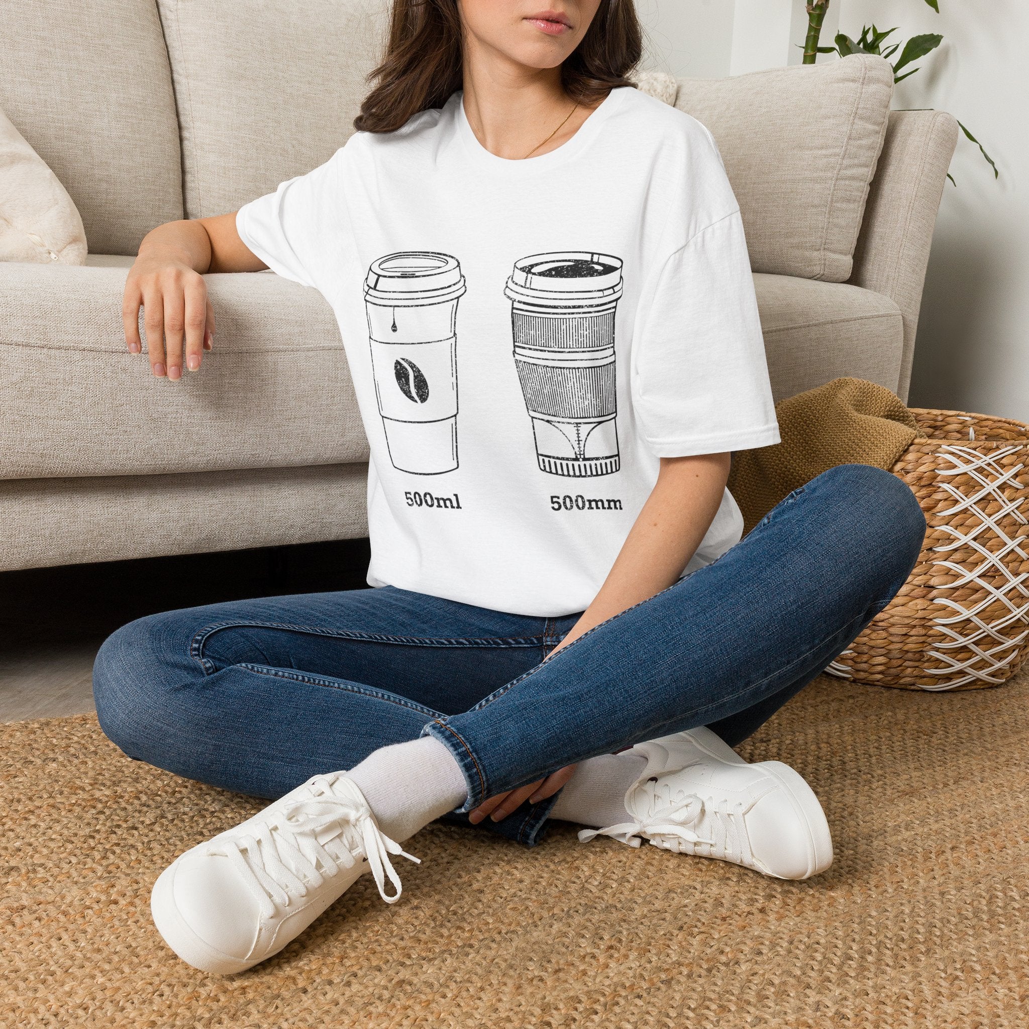 500ml and 500mm Funny Coffee and Camera T-Shirt — Photography Lover Tee