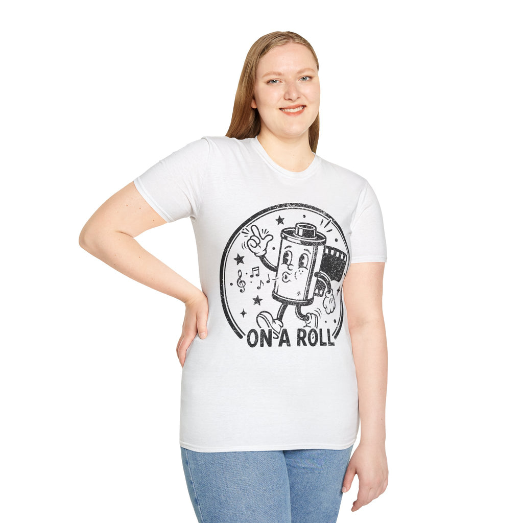 ‘On a Roll’ DISTRESSED VERSION Funny Camera 35mm FilmT-Shirt — Photography Lover Tee