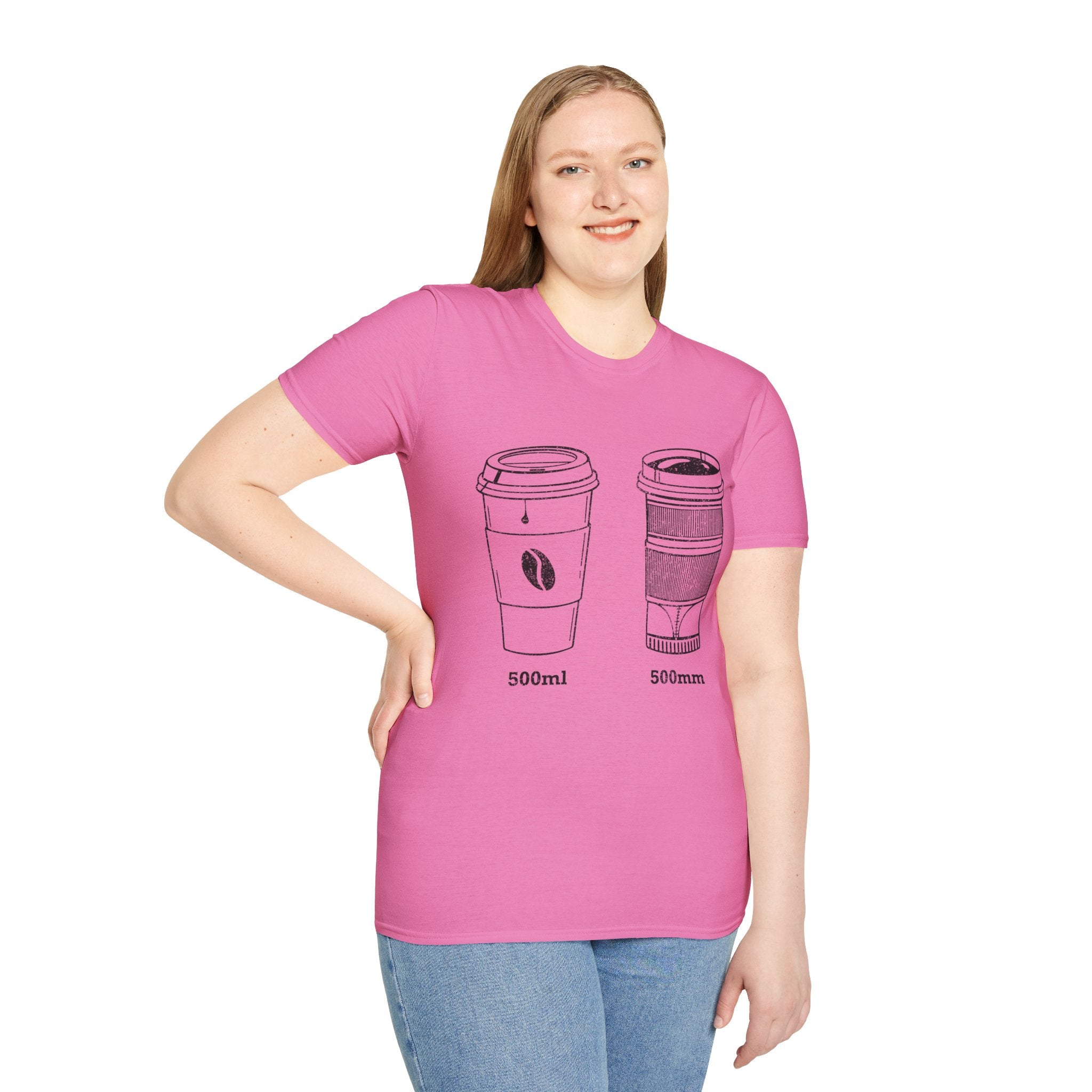 500ml and 500mm Funny Coffee and Camera T-Shirt — Photography Lover Tee
