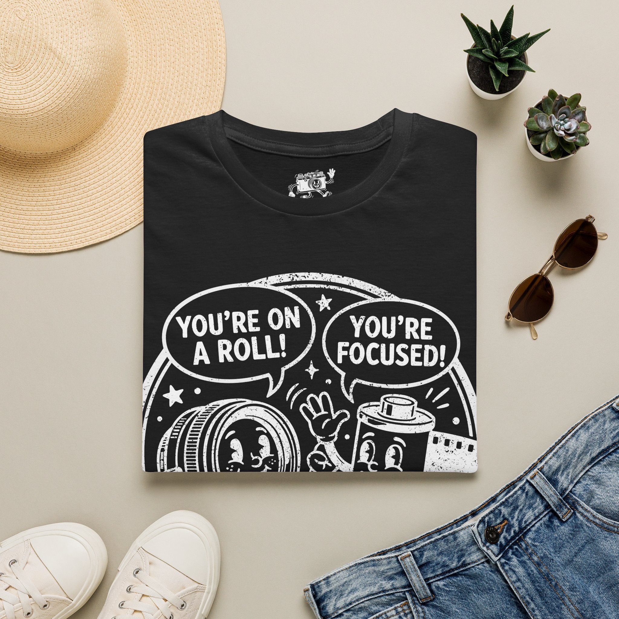 ‘You’re on a Roll, You’re Focused’ DISTRESSED VERSION Funny Camera Buddies T-Shirt — Photography Lover Tee