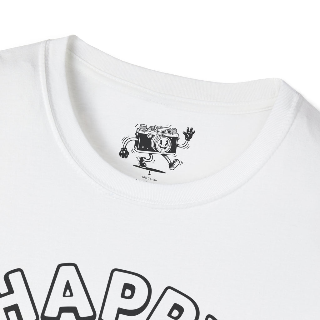 ‘Happy Snapper’ fun 1930’s art style camera graphic T-Shirt — Photography Lover Tee
