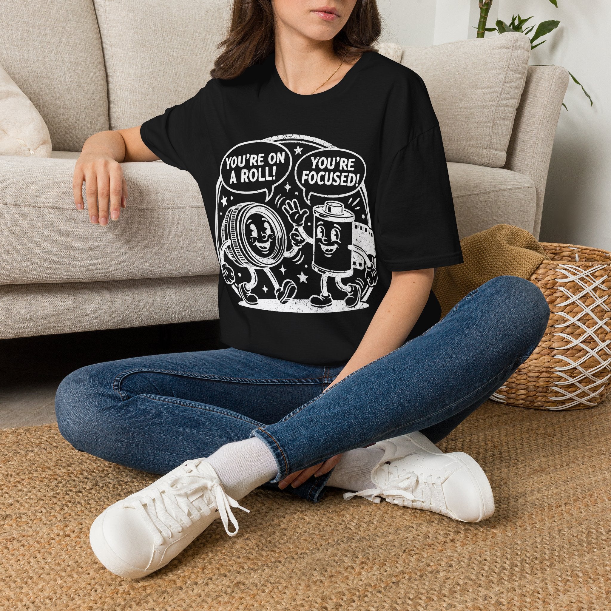 ‘You’re on a Roll, You’re Focused’ DISTRESSED VERSION Funny Camera Buddies T-Shirt — Photography Lover Tee