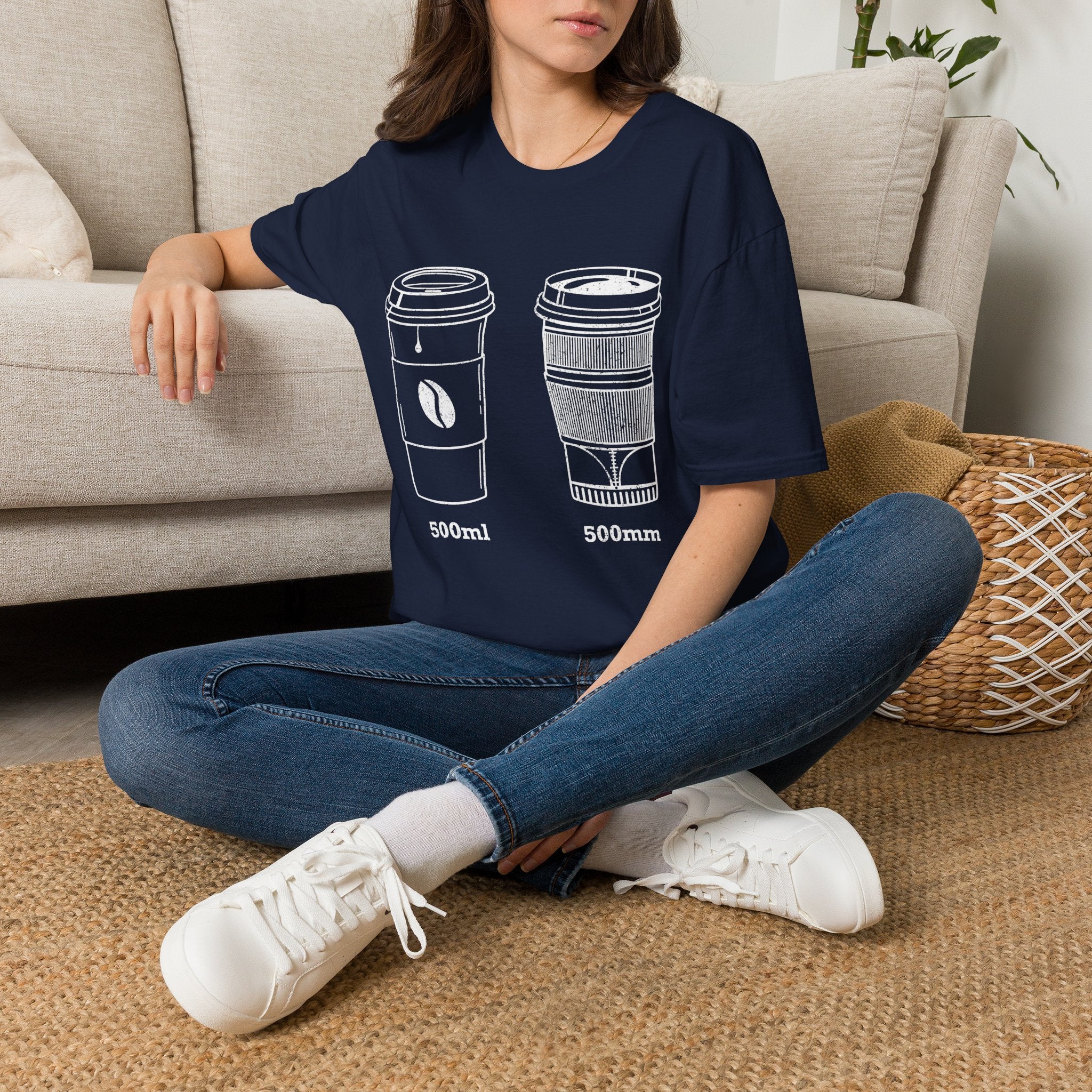 500ml and 500mm Funny Coffee and Camera T-Shirt — Photography Lover Tee