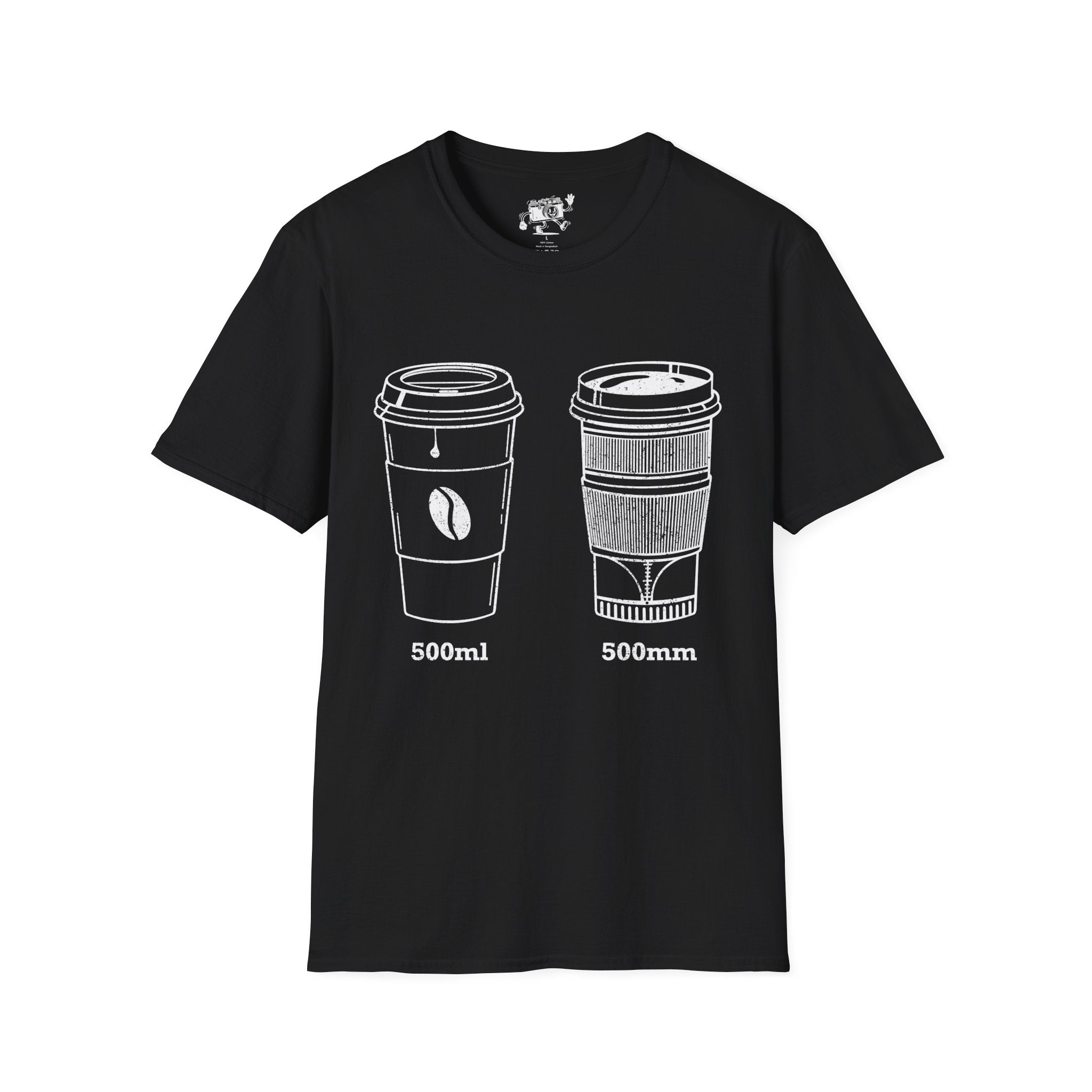 500ml and 500mm Funny Coffee and Camera T-Shirt — Photography Lover Tee