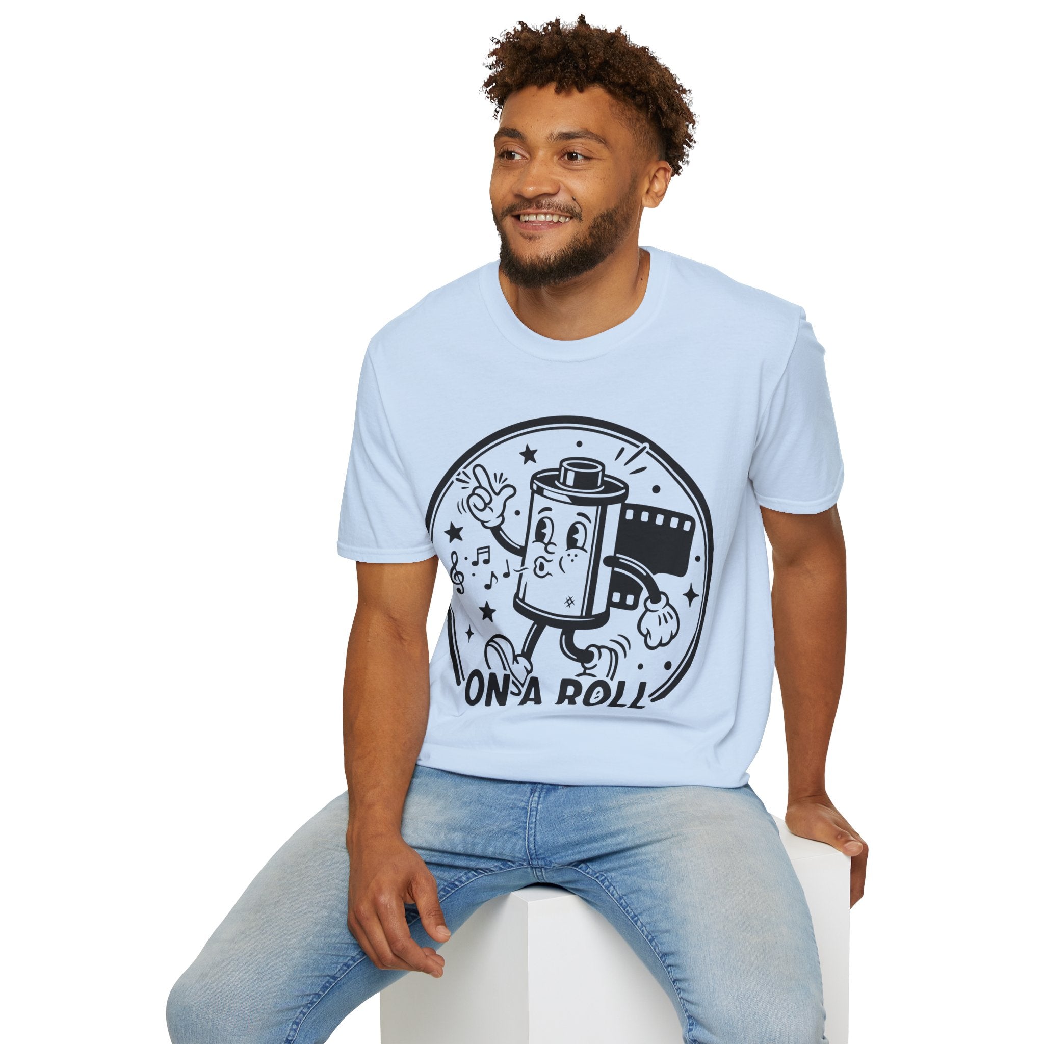 ‘On a Roll’ Funny Camera 35mm FilmT-Shirt — Photography Lover Tee