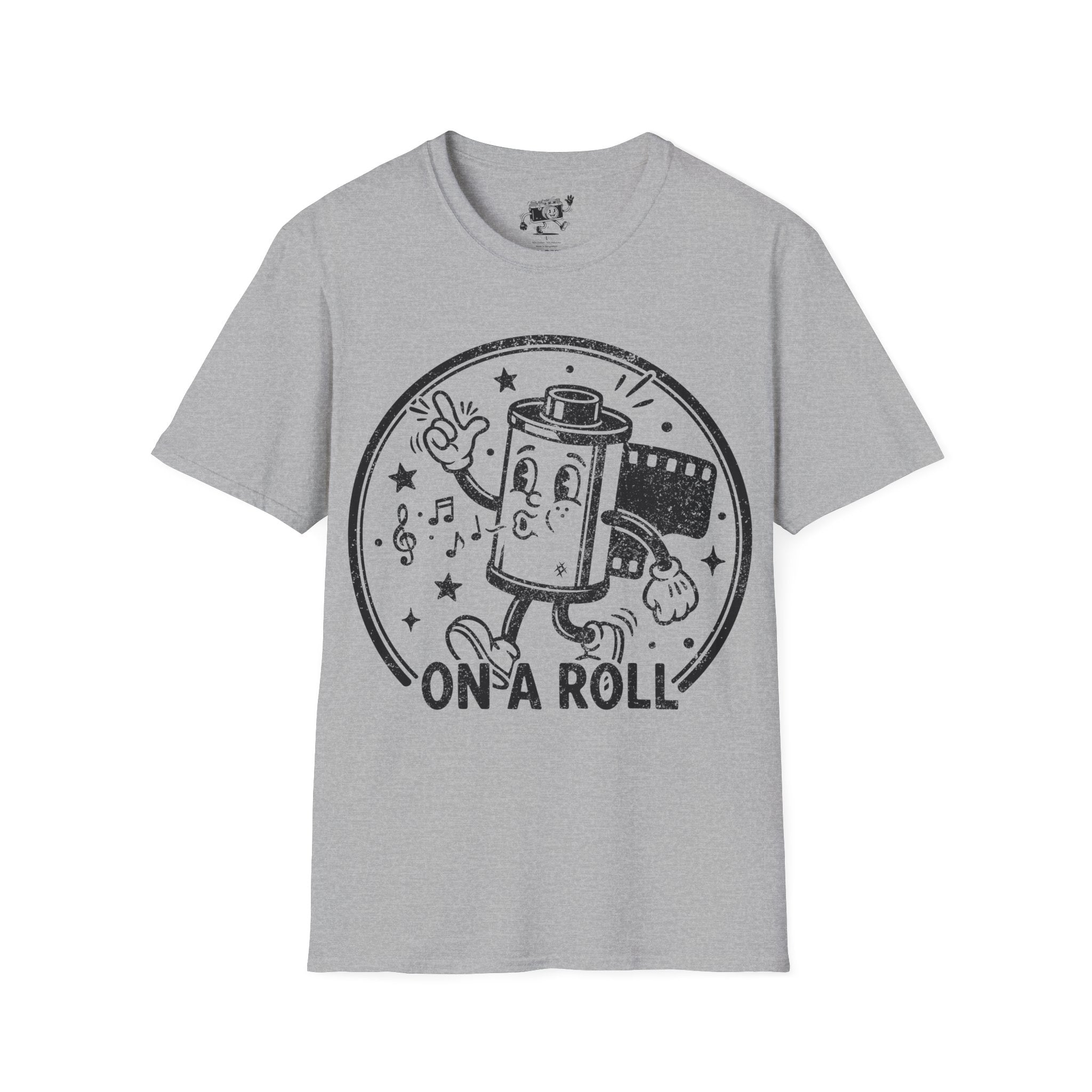 ‘On a Roll’ DISTRESSED VERSION Funny Camera 35mm FilmT-Shirt — Photography Lover Tee