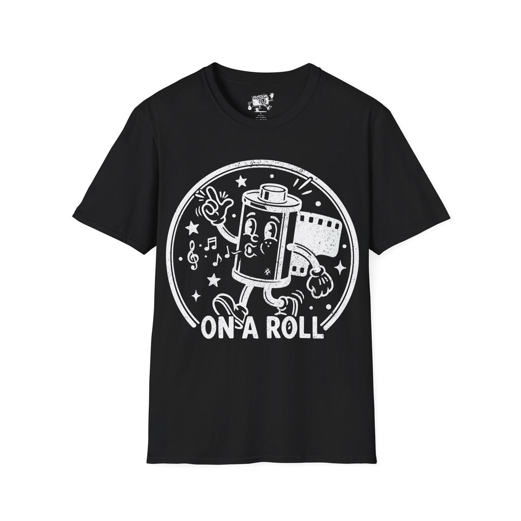 ‘On a Roll’ DISTRESSED VERSION Funny Camera 35mm FilmT-Shirt — Photography Lover Tee