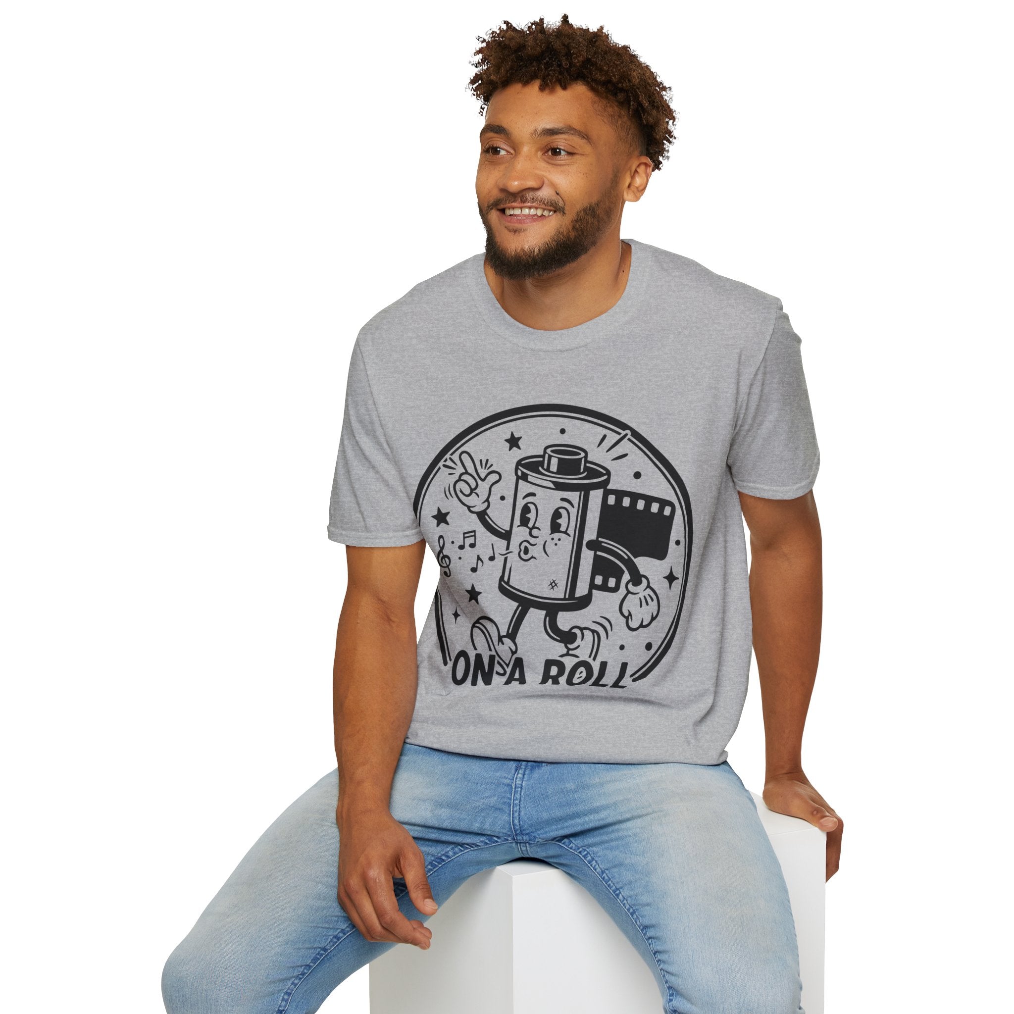 ‘On a Roll’ Funny Camera 35mm FilmT-Shirt — Photography Lover Tee