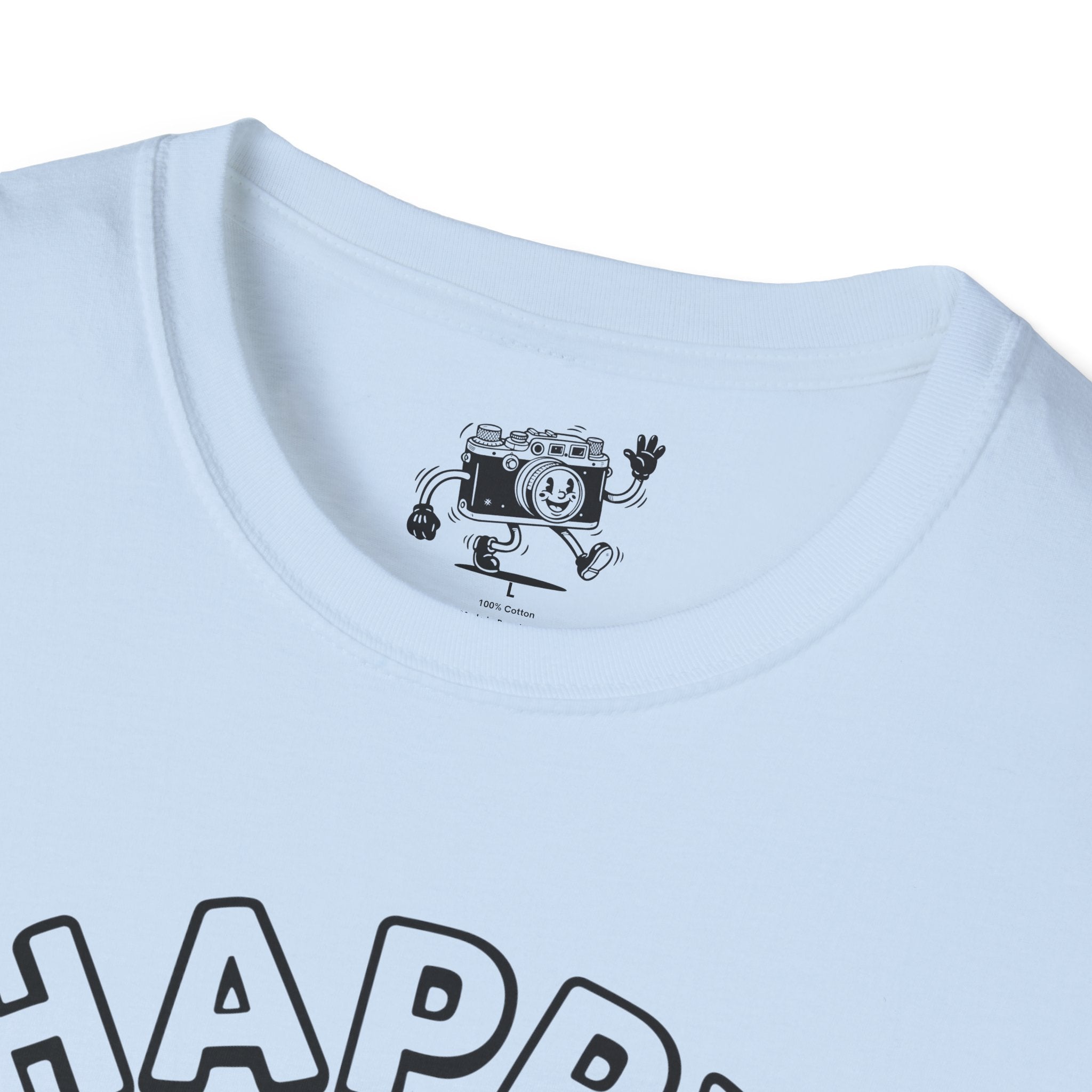 ‘Happy Snapper’ fun 1930’s art style camera graphic T-Shirt — Photography Lover Tee