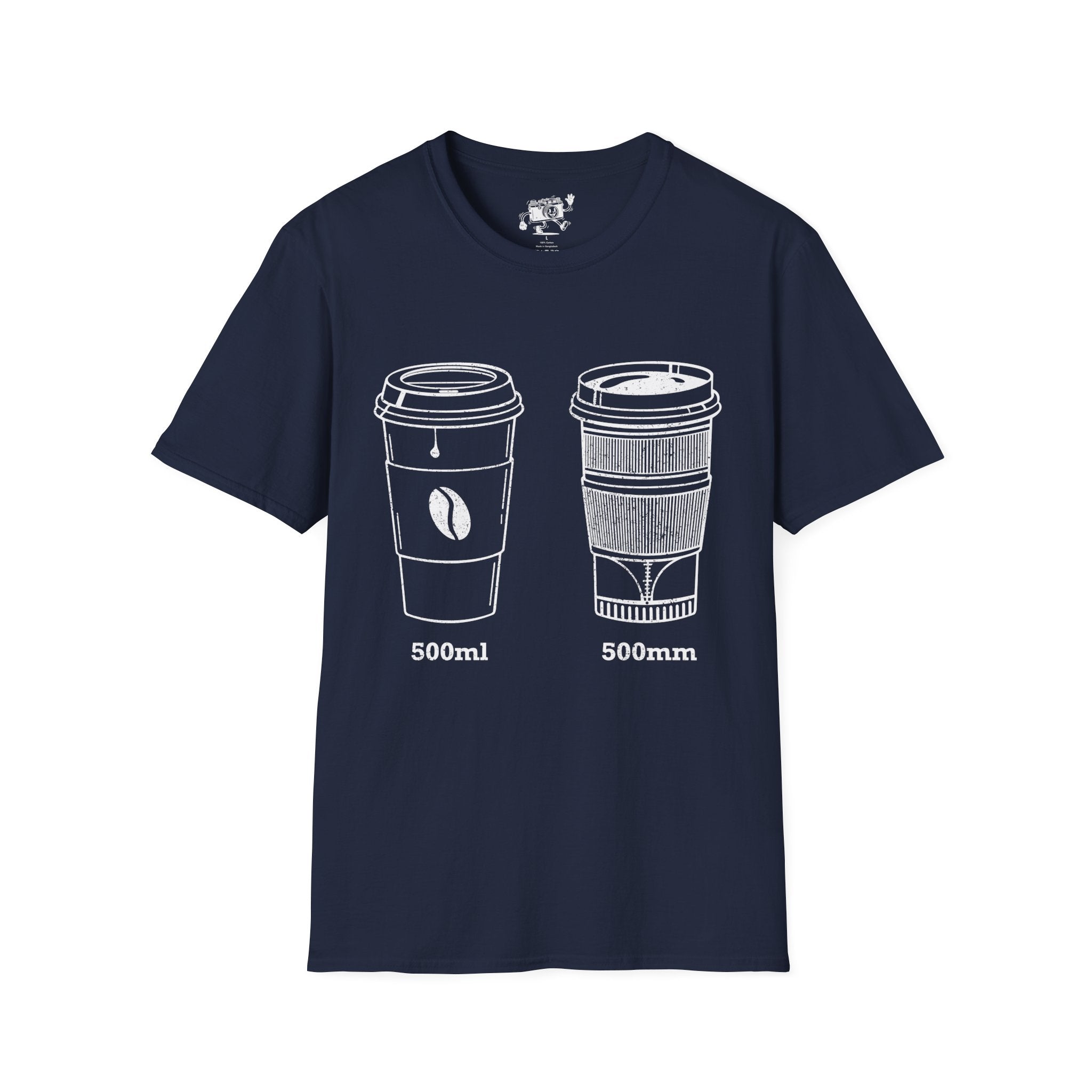 500ml and 500mm Funny Coffee and Camera T-Shirt — Photography Lover Tee